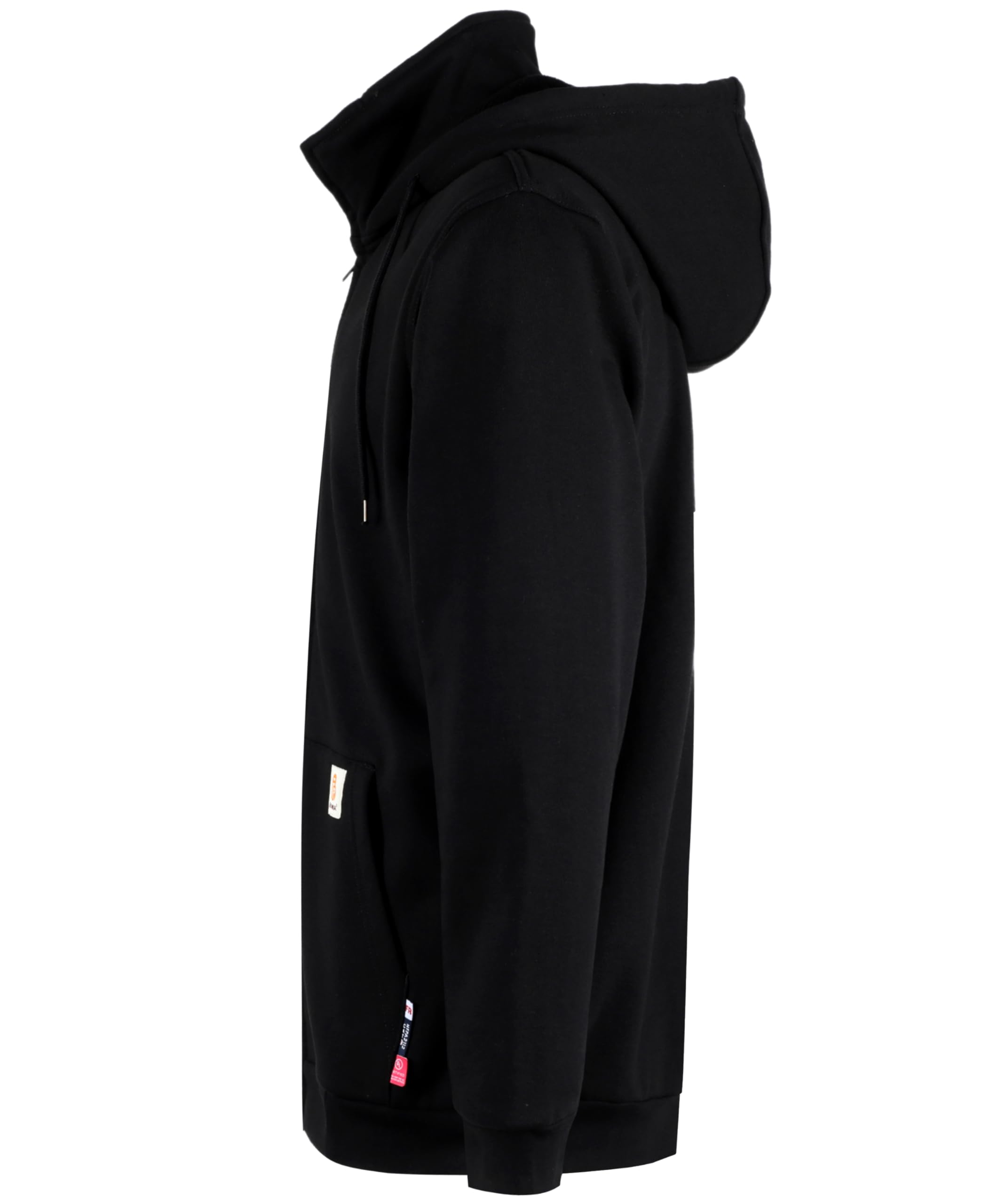 BOCOMAL FR Hooded Sweatshirt - Heavyweight 14oz Fleece, Zipper Mock-Neck, NFPA 2112 CAT2 Certified Fire Resistant - Black | Workwear for Oilfield, Construction & Industrial Safety