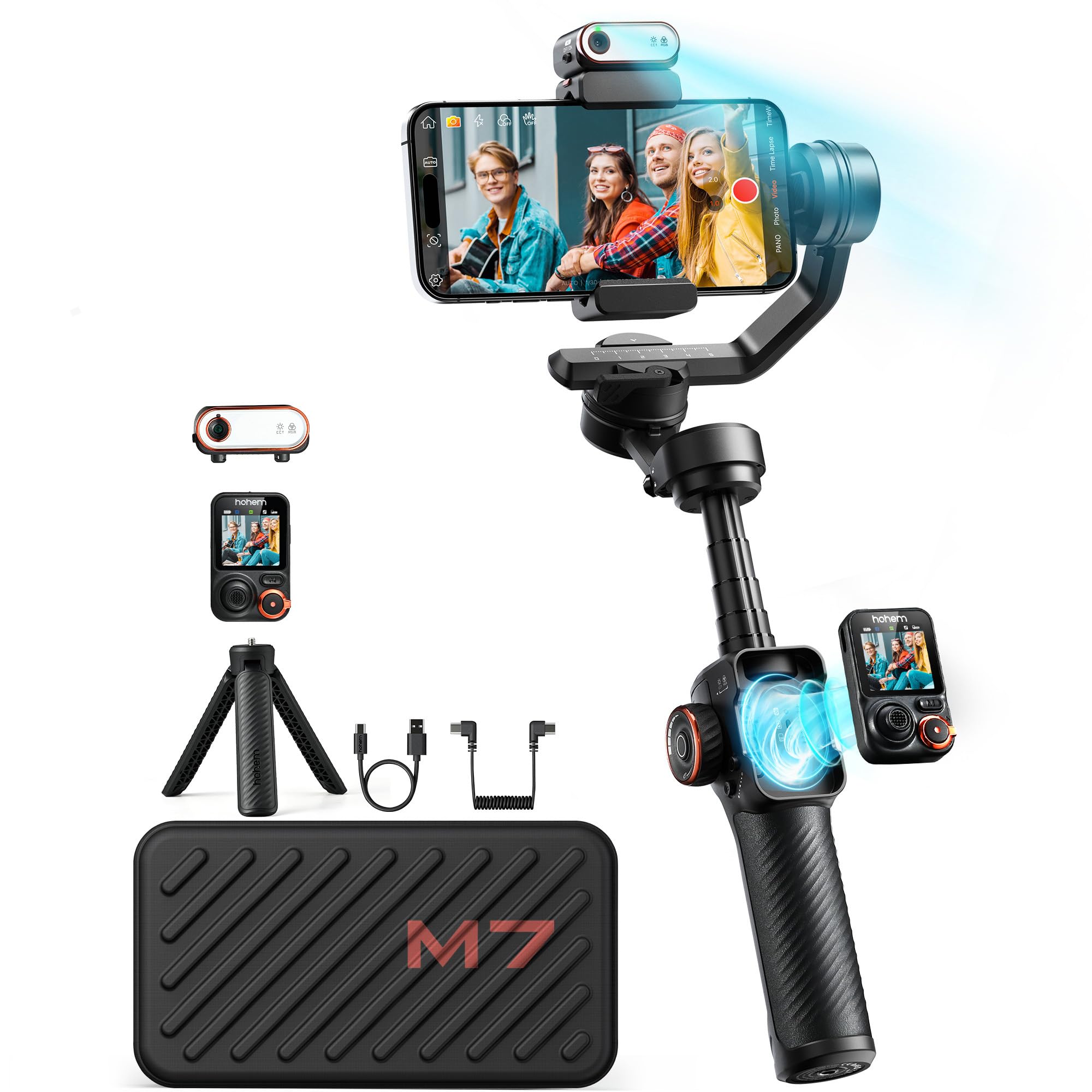 Hohem iSteady M7 3-Axis Gimbal Stabilizer for iPhone & Android - AI Tracking, 1.4