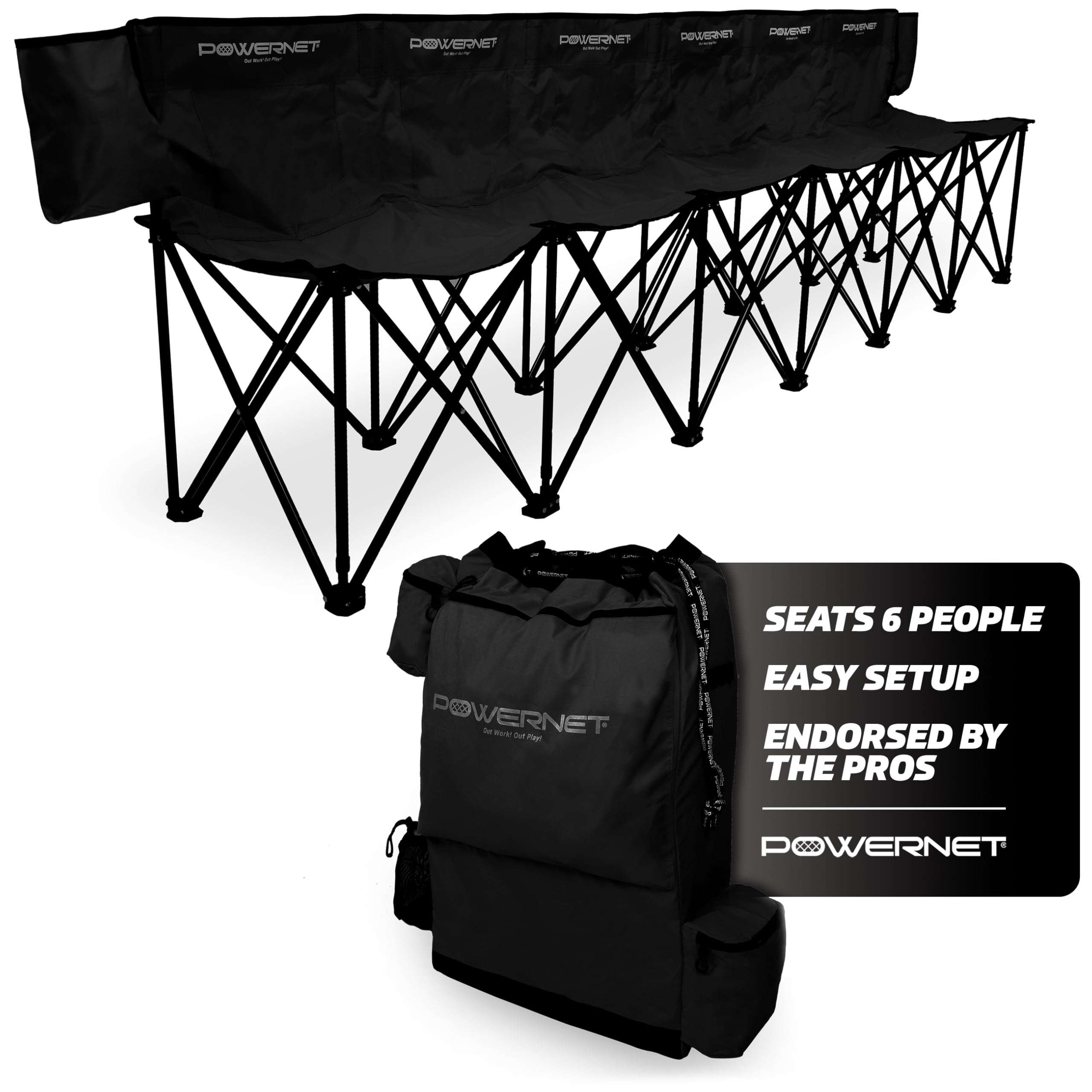 Carli Lloyd 6-Seater Team Bench with Backpack Carry Bag - Ultra Portable Folding Bench for Soccer, Basketball, Football Practice & Games - Perfect for Team Sports, Outdoor Training & Sideline Seating