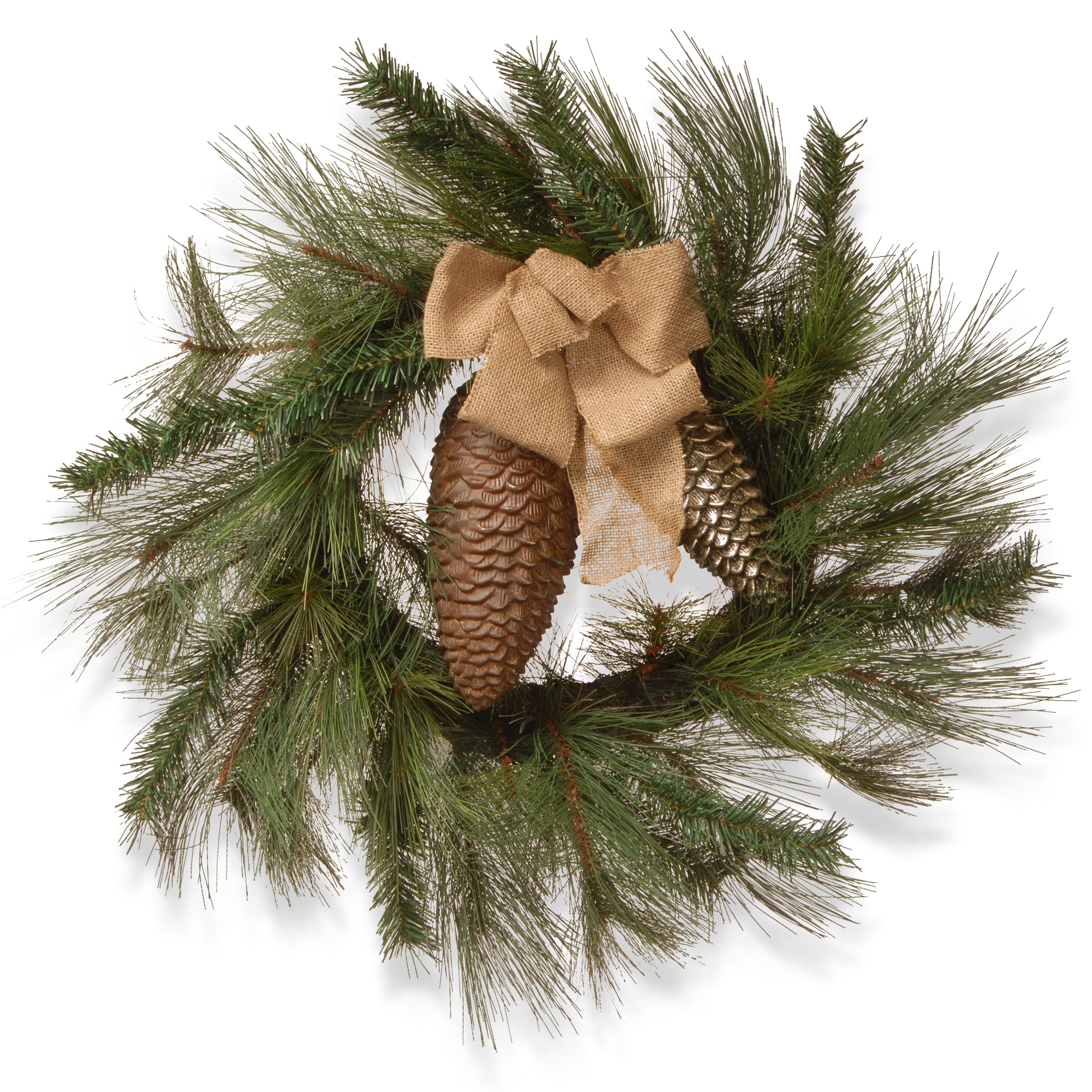 30 Inch Bristle Branch Wreath for Front Door - Natural Rustic Christmas Holiday Decor for Home, Fireplace & Wall Decorations