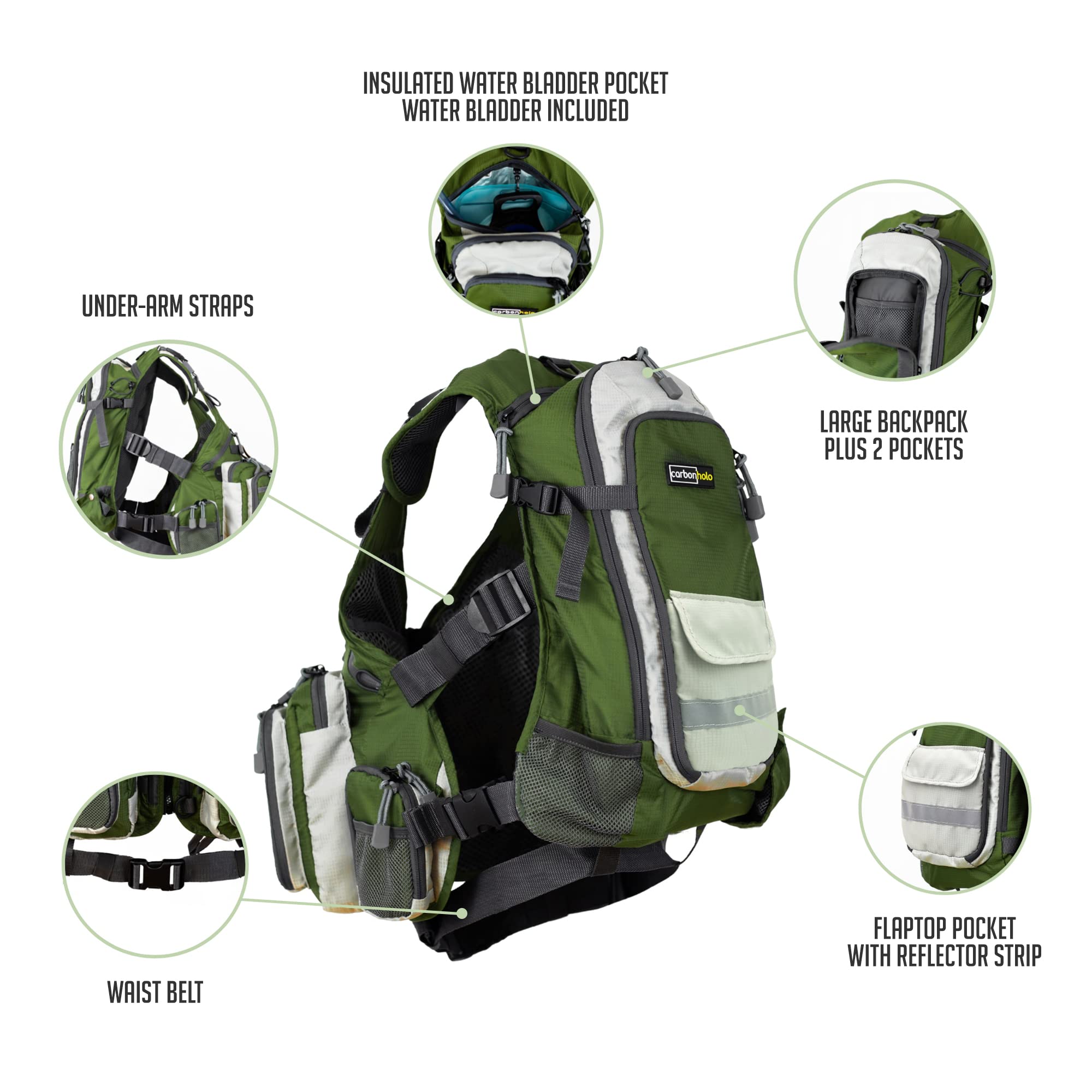 Fly Fishing Vest Pack Set with Water Bladder & Backpack - Adjustable Waist Belt for Men & Women - Insulated Hydration Pocket - Perfect for Outdoor Adventures, Hiking & Camping Gifts