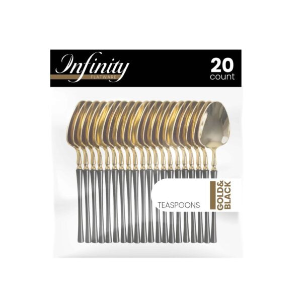 Premium Infinity Collection Gold & Black Flatware Set - 20-Piece Elegant Cutlery for Fine Dining, Parties & Gifts