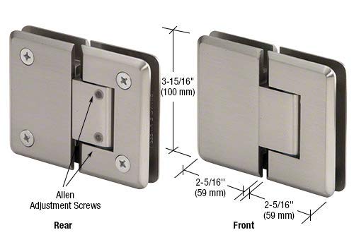 CRL C0L380BN Brushed Nickel 380 Series Adjustable 180 Degree Glass-to-Glass Hinge - Premium Cabinet & Shower Door Hardware for Bathroom & Kitchen Renovation