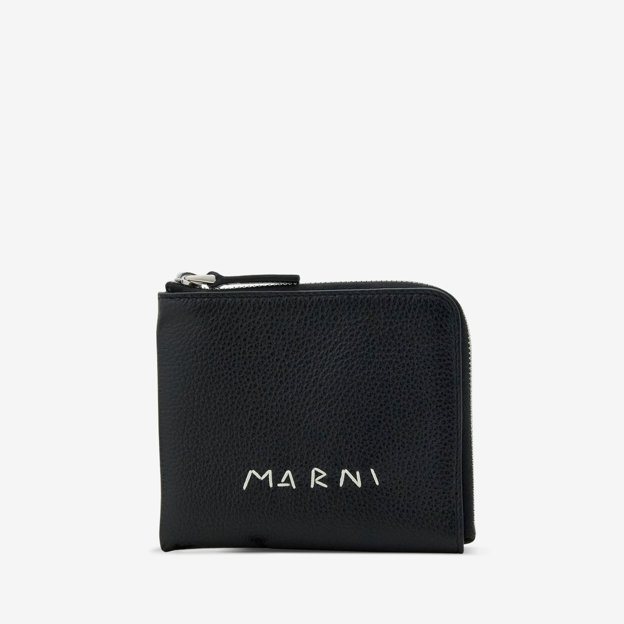 Marni Black Leather Zip Around Wallet for Women - Stylish & Secure Card Holder for Everyday Use & Travel