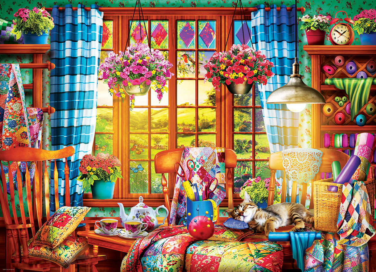 Eurographics 1000-Piece Jigsaw Puzzle - Quilting Craft Room Scene | Challenging Adult Puzzle for Home Decor & Relaxation | Perfect Gift for Puzzle Lovers & Quilters