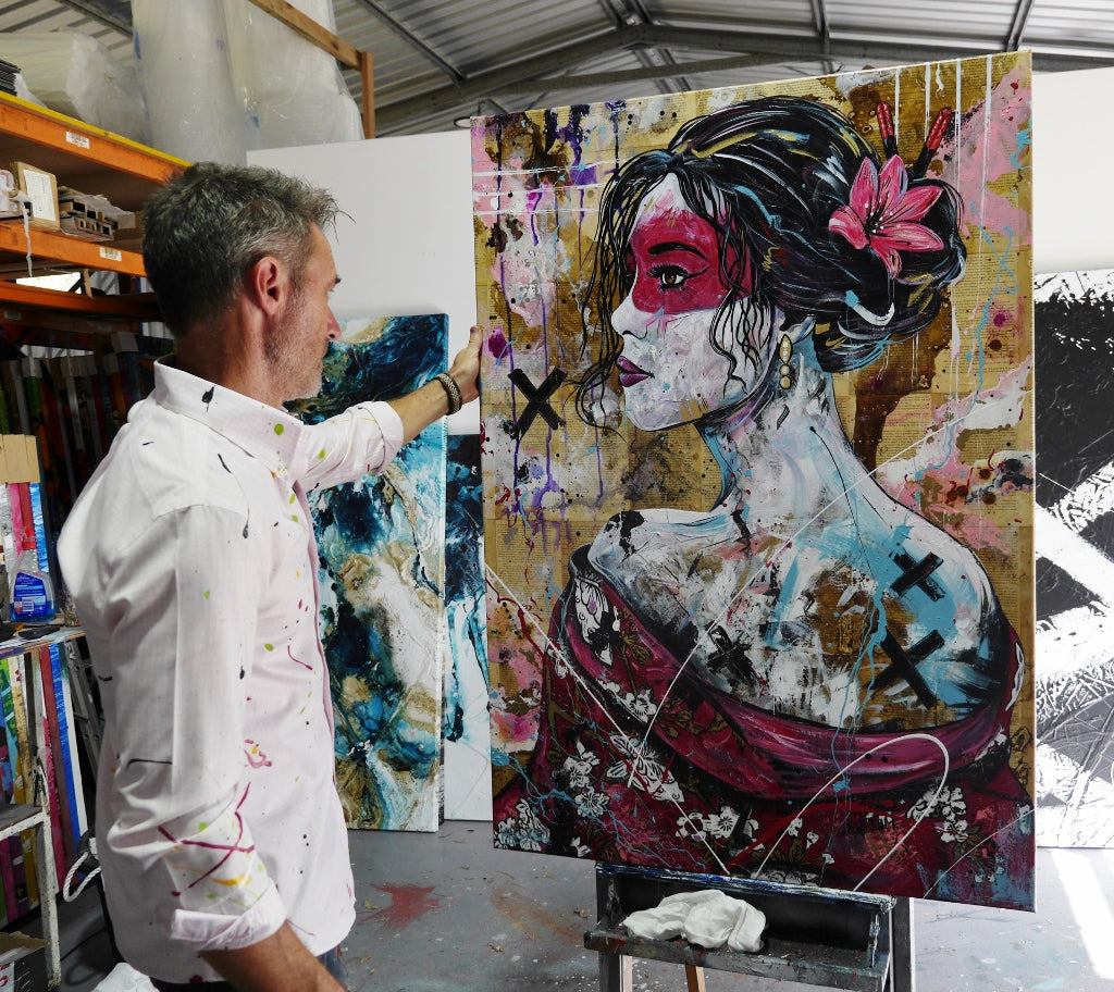 Rubi 100cm x 140cm Geisha Abstract Realism Canvas Art - Japanese Inspired Wall Decor for Living Room, Bedroom & Office - Perfect for Book Clubs, Art Lovers & Home Styling