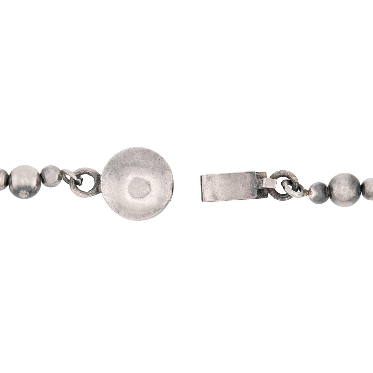 Vintage Mexican Sterling Silver Bead Necklace for Women | Handmade 925 Silver Jewelry | Perfect for Boho, Festival & Everyday Wear