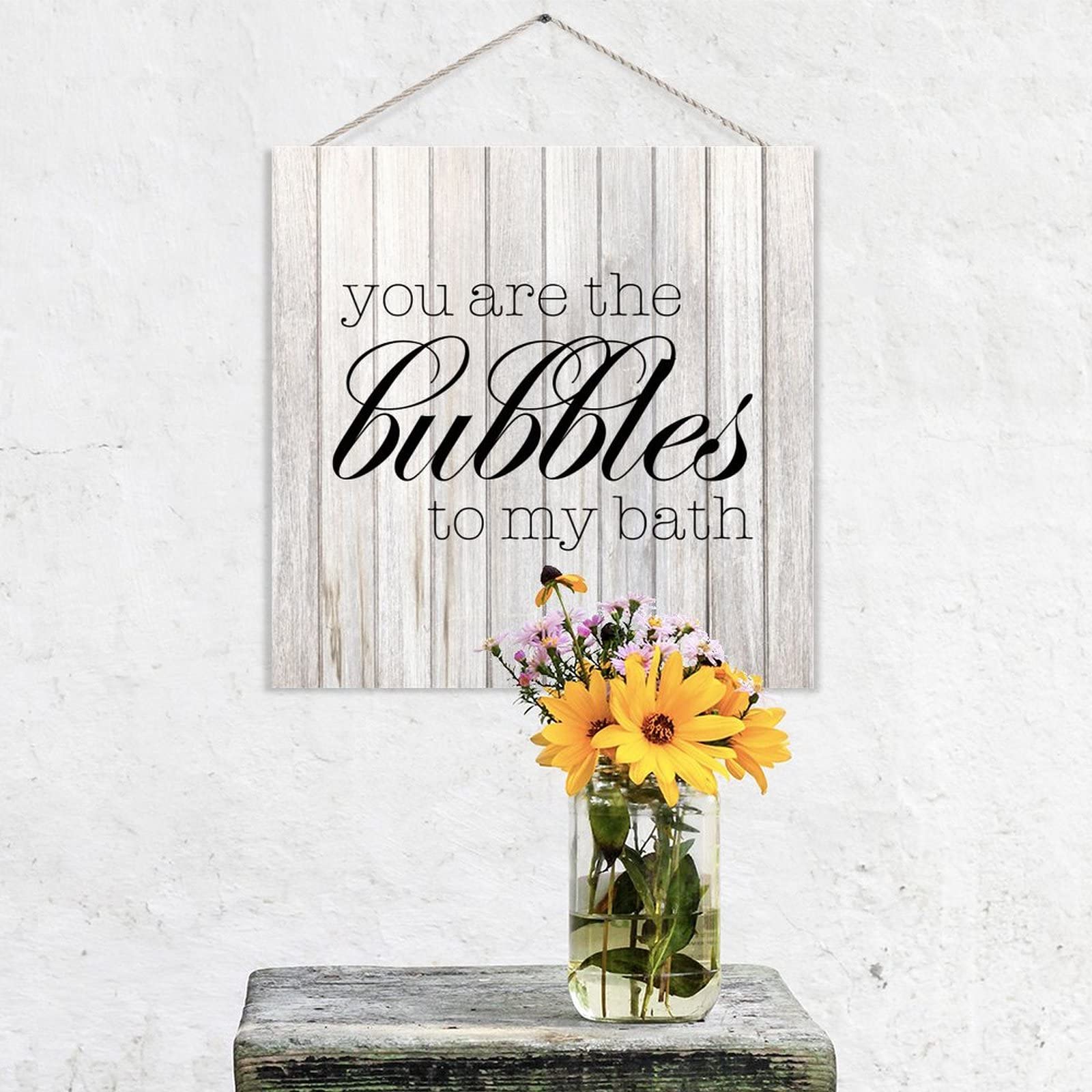 Funny Bathroom Wood Sign - 'You Are the Bubbles to My Bath' Rustic Distressed Wall Plaque - Humorous Toilet Decor for Home, Washroom & Restroom | Perfect for Farmhouse Bathroom, Guest Bath Decor & Spa-Themed Rooms
