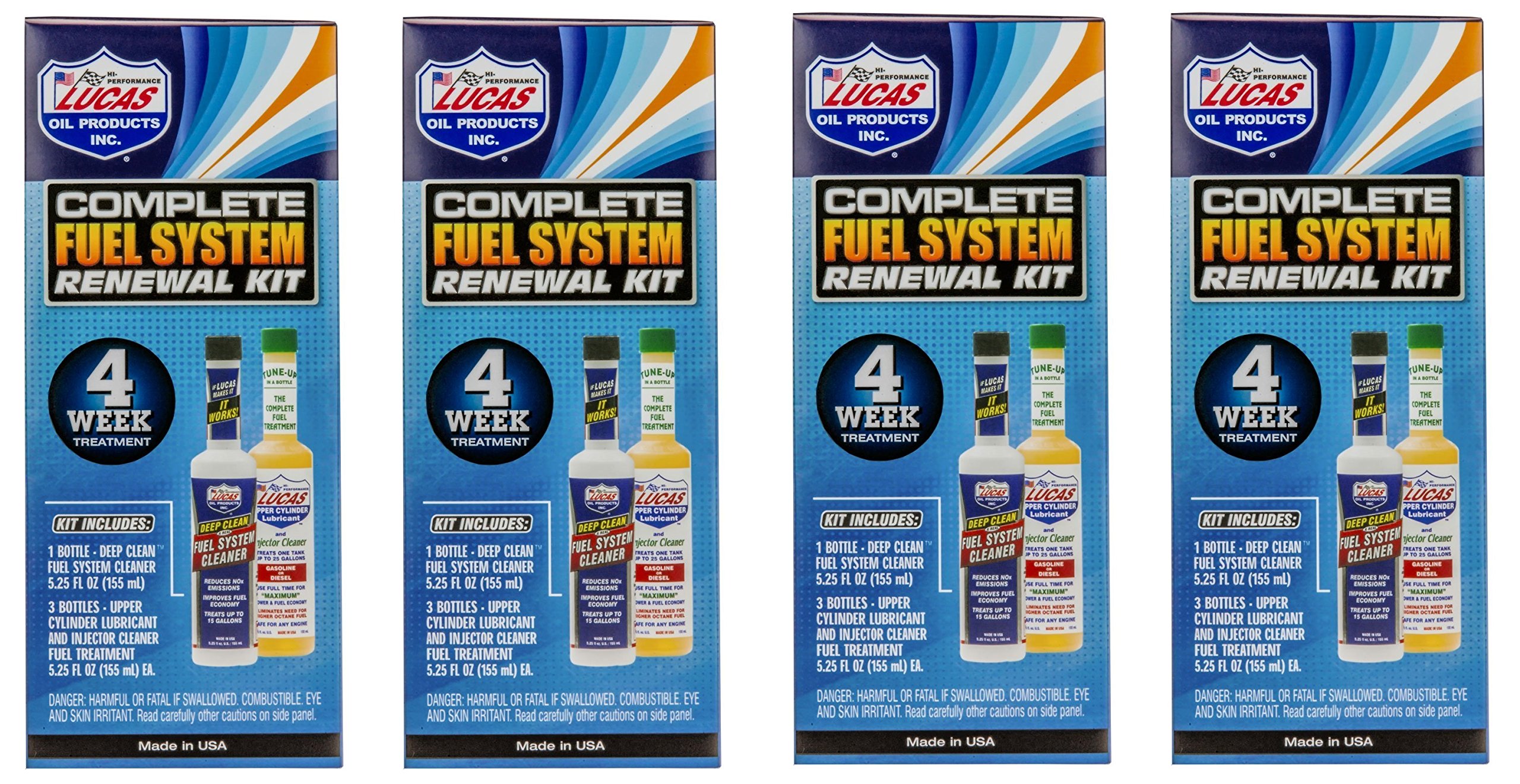 Lucas Oil 10966 Complete Fuel System Cleaner - 4 Pack | Engine Performance Booster & Fuel Injector Cleaner for Cars, Trucks & SUVs | Restores Power & MPG
