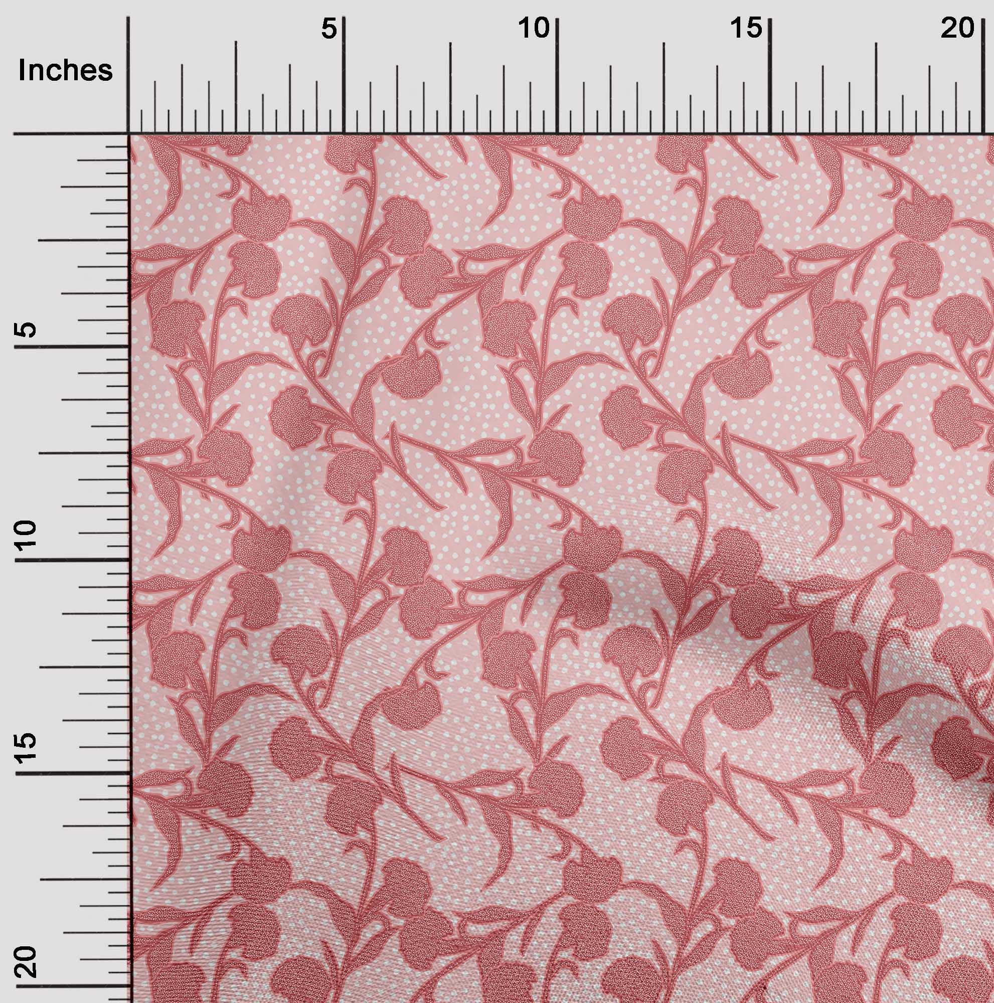 oneOone Cotton Flex Medium Pink Floral Botanical Print Fabric by The Yard - 40 Inch Wide Soft Dress Material for DIY Clothing, Home Decor & Craft Projects