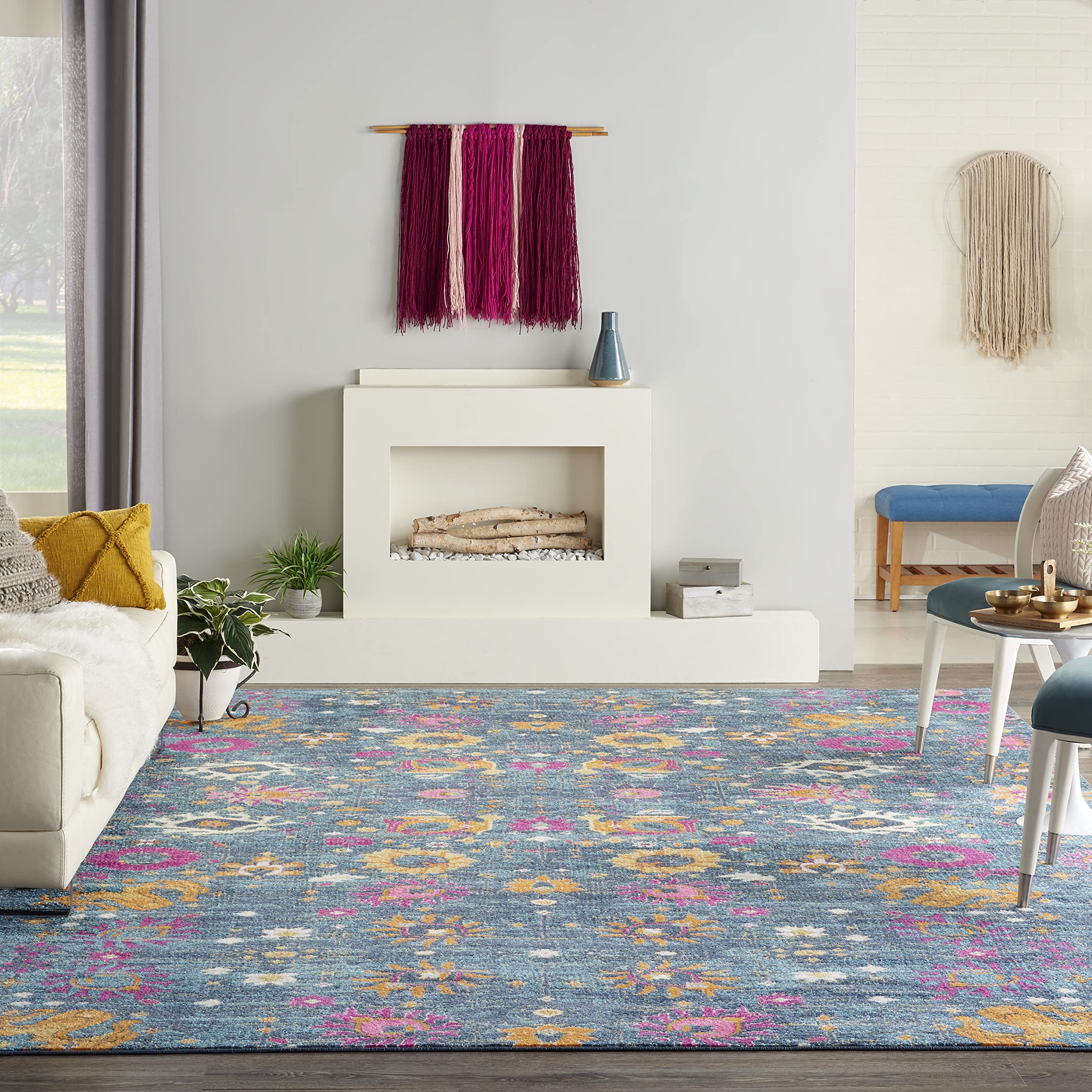 Nourison Passion Denim 9' x 12' Bohemian Moroccan Area Rug - Non-Shedding & Easy to Clean - Perfect for Living Room, Bedroom, Dining Room & Kitchen Decor