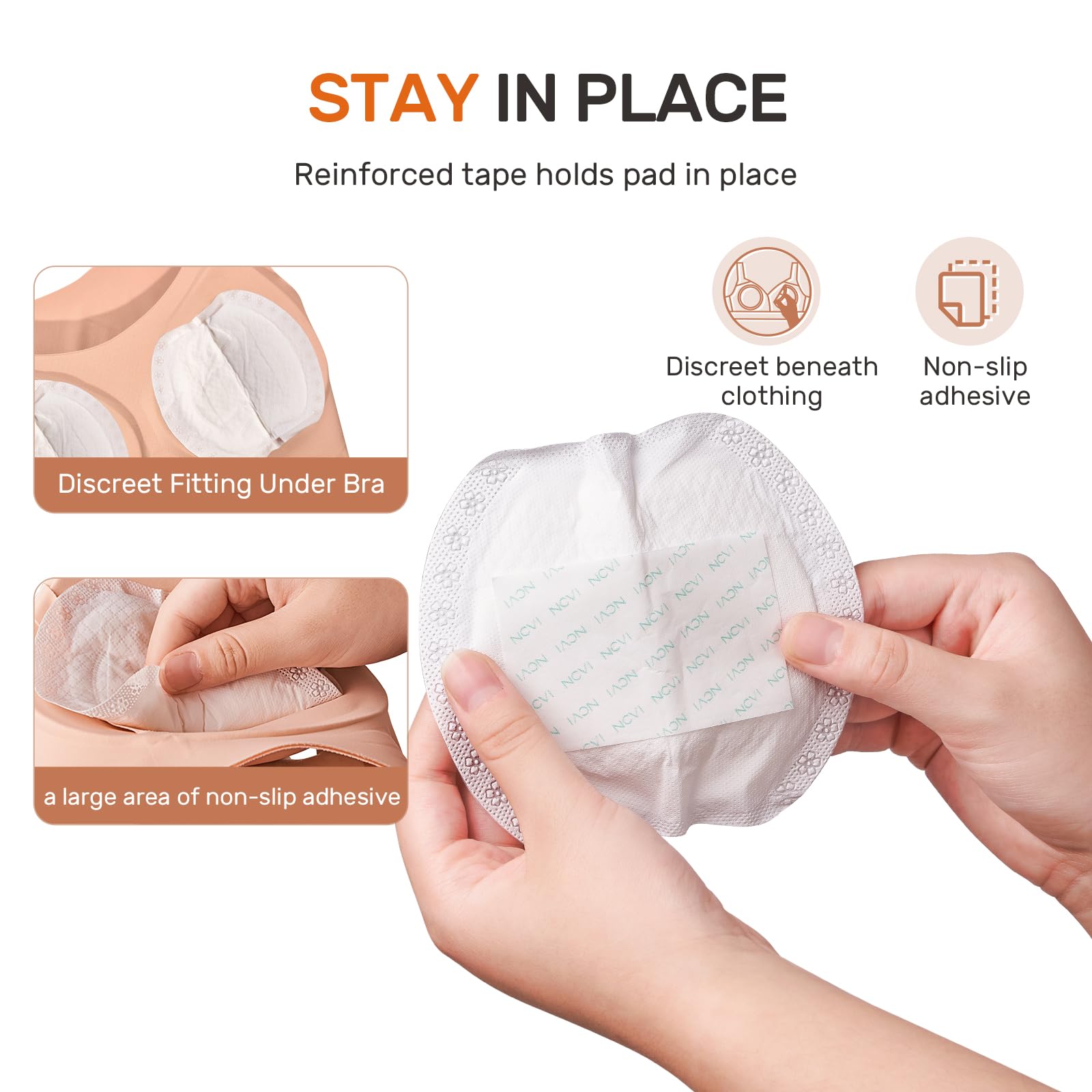 NCVI Disposable Nursing Pads - Super Absorbent & Leakproof Breast Pads for Breastfeeding Moms | Ultra Soft & Thin Nipple Pads (60 Count) | Perfect for Daytime Comfort & Nighttime Protection