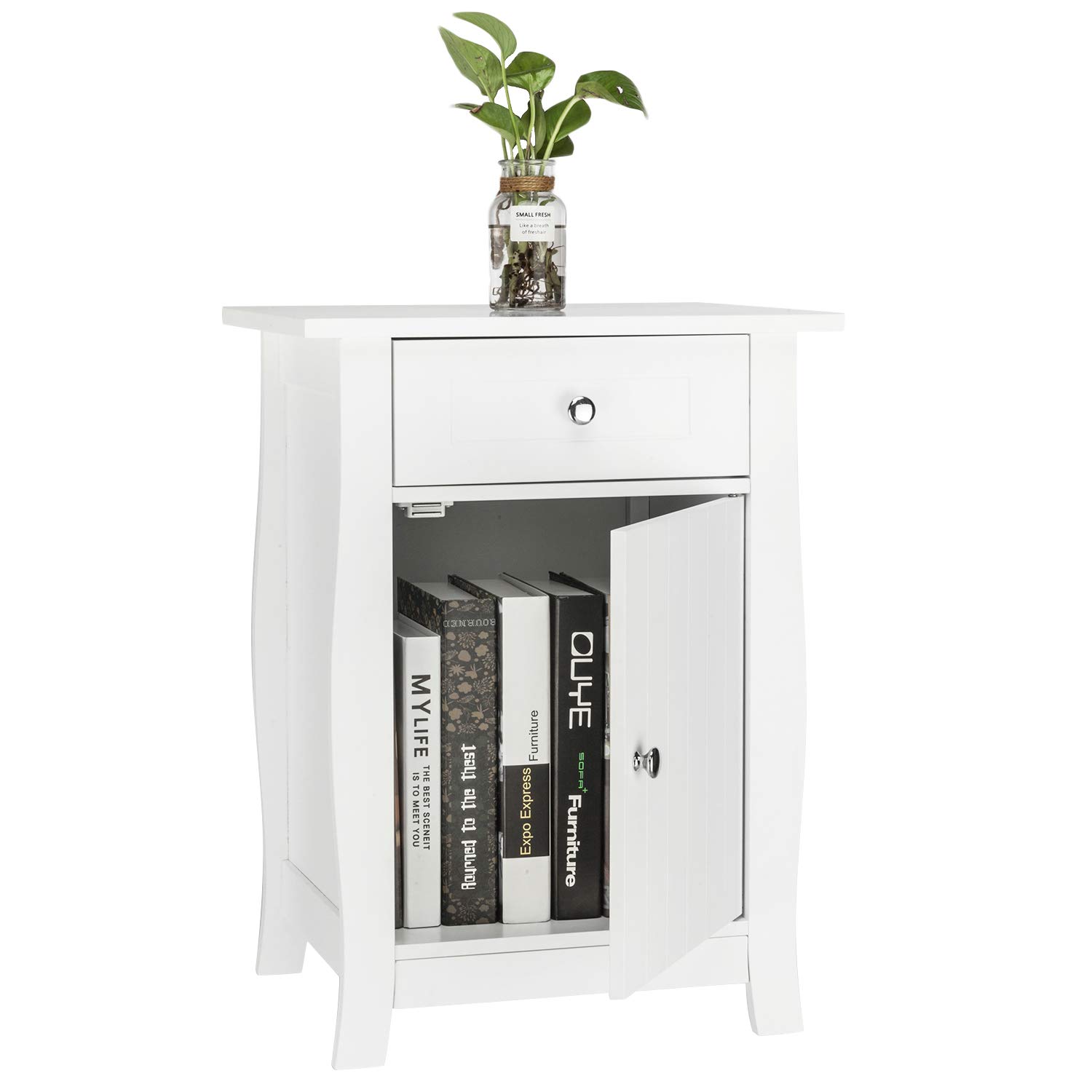 Bonnlo White Nightstand Set of 2 with Drawers & Storage - Perfect for Bedroom & Small Spaces