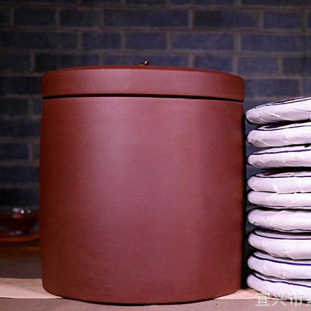 Premium Zisha Clay Tea Storage Container - Large Capacity (Holds 9x357g Tea Cakes or 1.5kg Loose Leaf Tea) - Ideal for Pu-erh Tea Aging & Tea Collection Organization