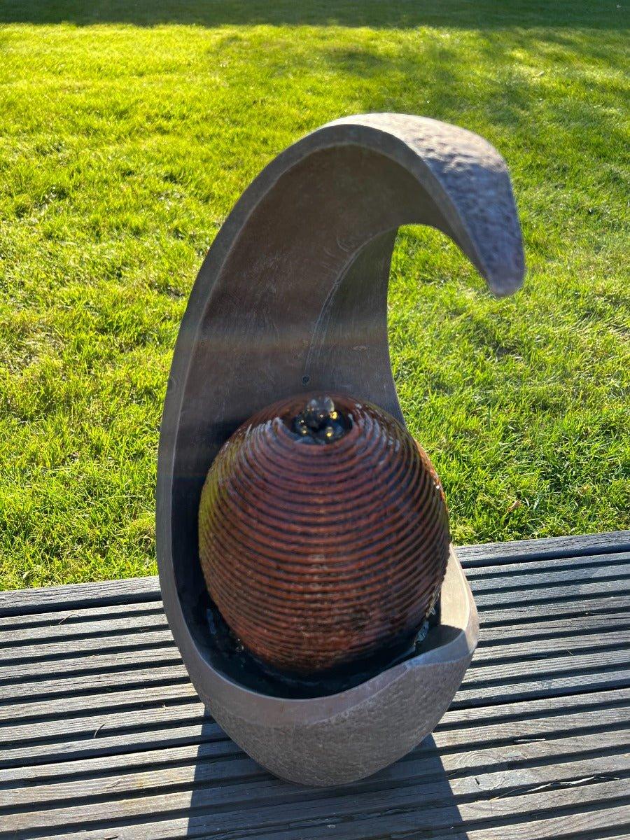 Solar Powered Open Vase Moon-Shaped Water Fountain with LED Lights - 49x28x22.5cm Outdoor Garden Decor for Patio, Yard & Landscape