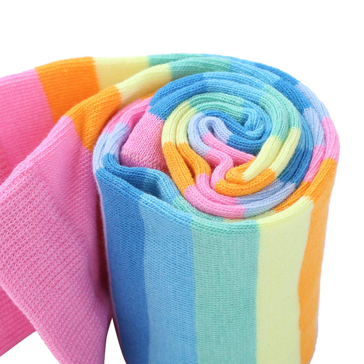 CHICTRY Rainbow Striped Thigh High Socks & Fingerless Gloves Set for Women - Halloween Costume, Cosplay, Party Outfit Accessories