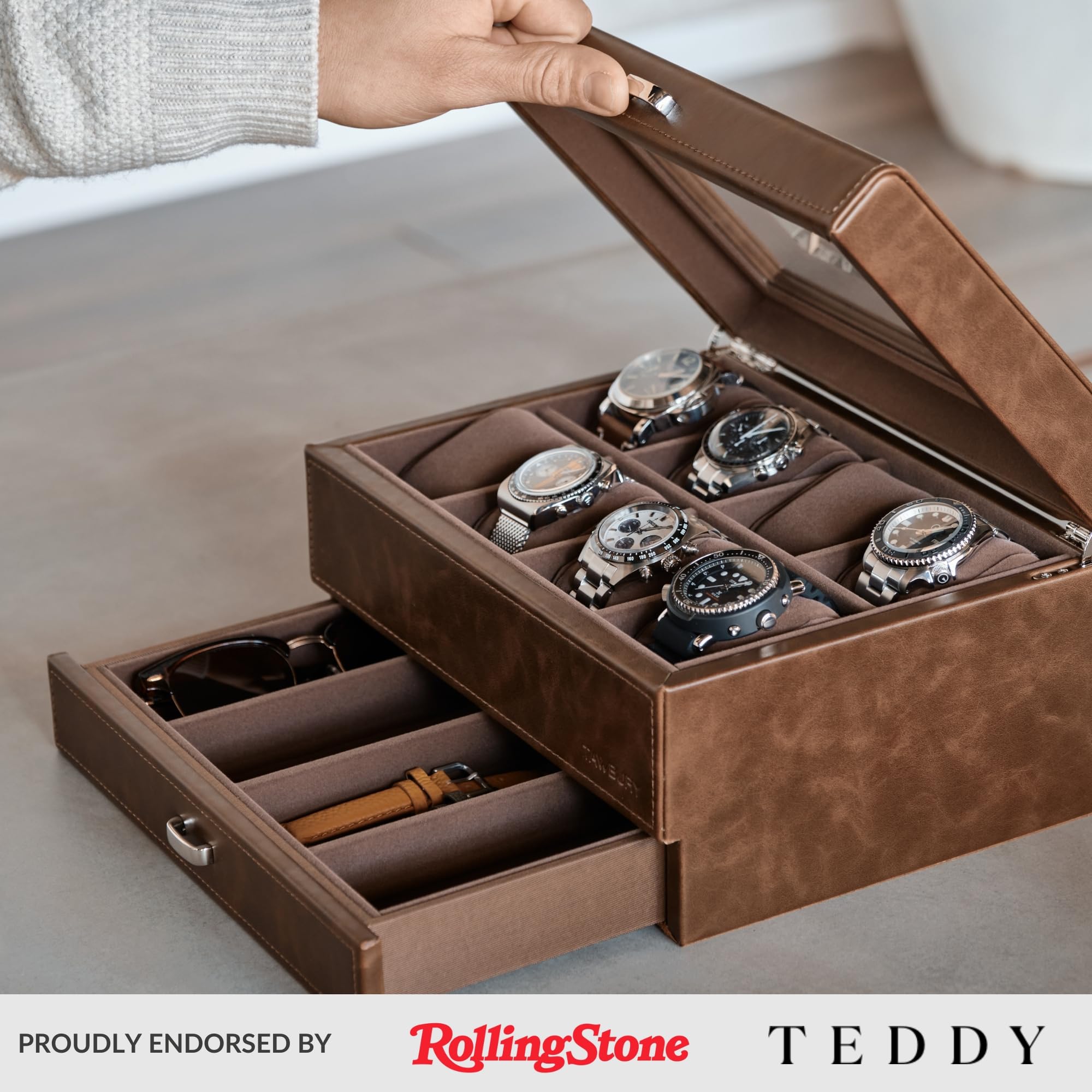 Premium 8-Slot Watch Box with Drawer - Luxury Watch Storage for Men | Perfect for Travel & Display