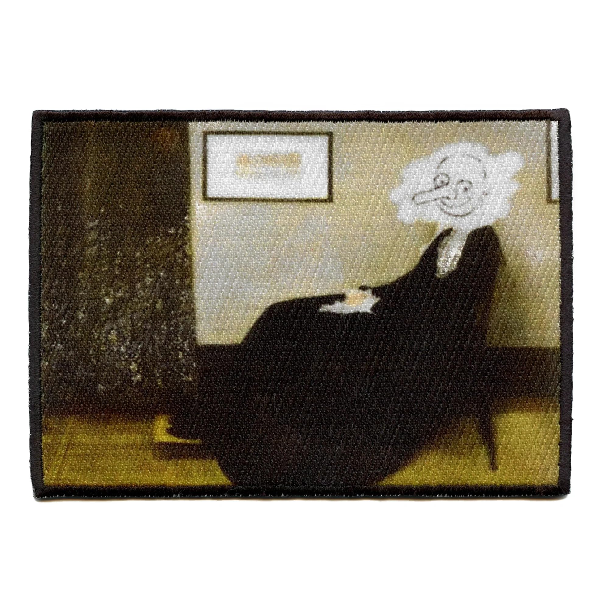 Whistler's Mother Patch - Famous Painting Parody Embroidered Iron-On Patch for DIY Crafts, Jackets & Backpacks - Small Size