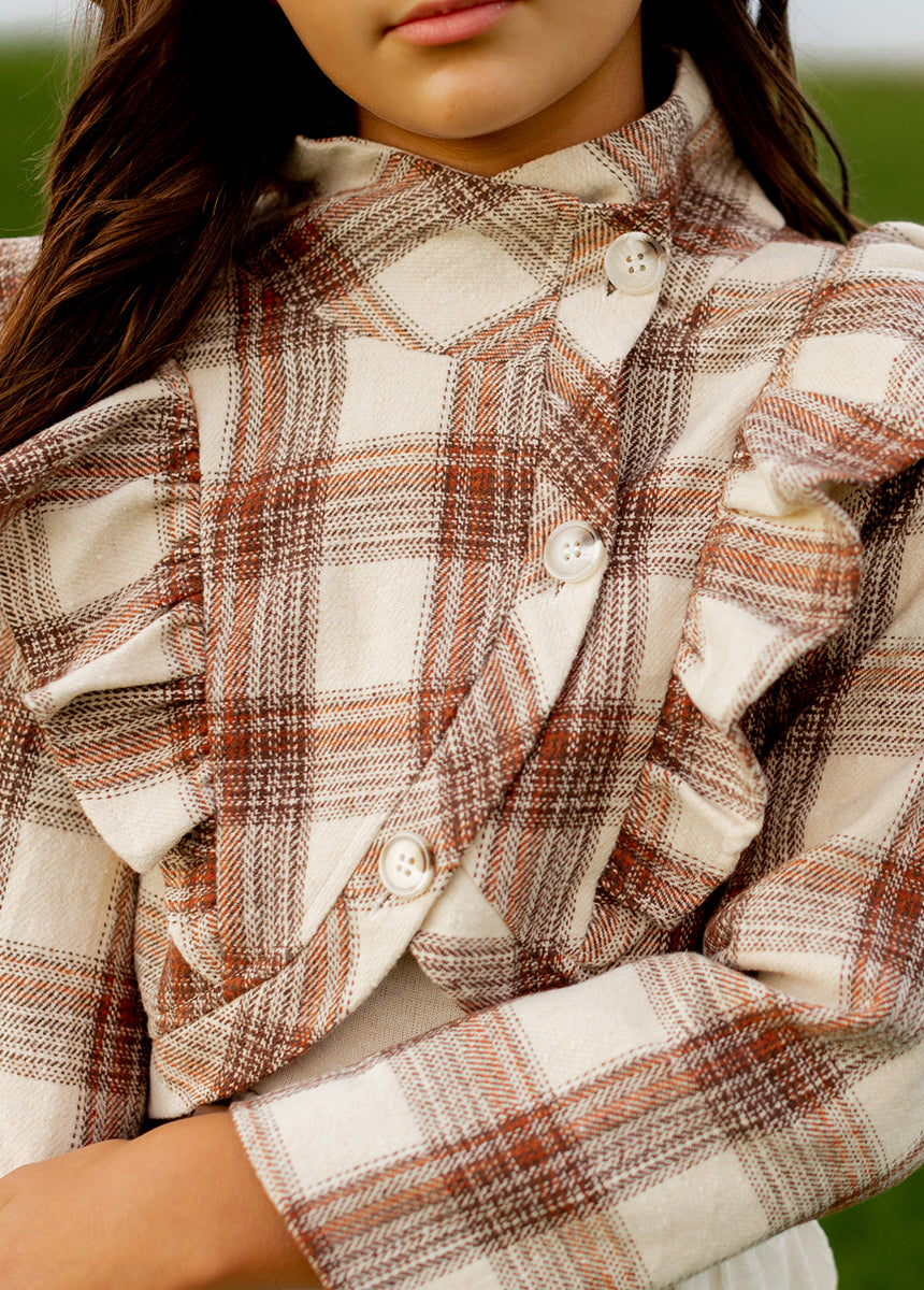 Ellery Women's Ecru Plaid Jacket - Stylish Wool Blend Coat for Fall & Winter | Perfect for Office, Casual Outings & Travel
