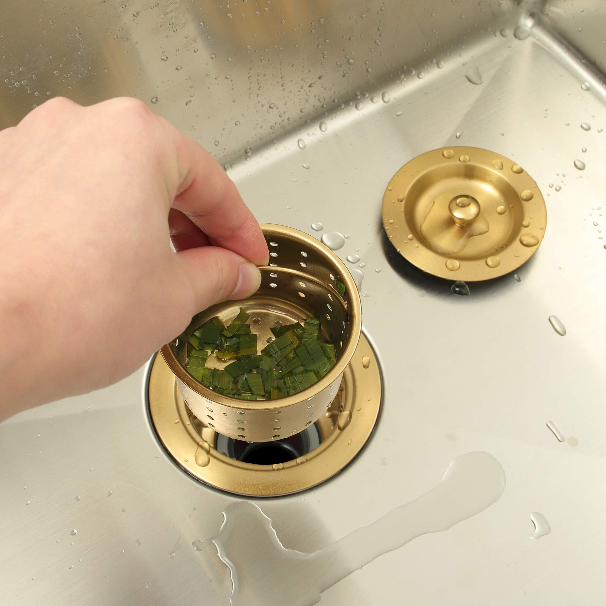 Premium Gold Kitchen Sink Drain Assembly - 3.5
