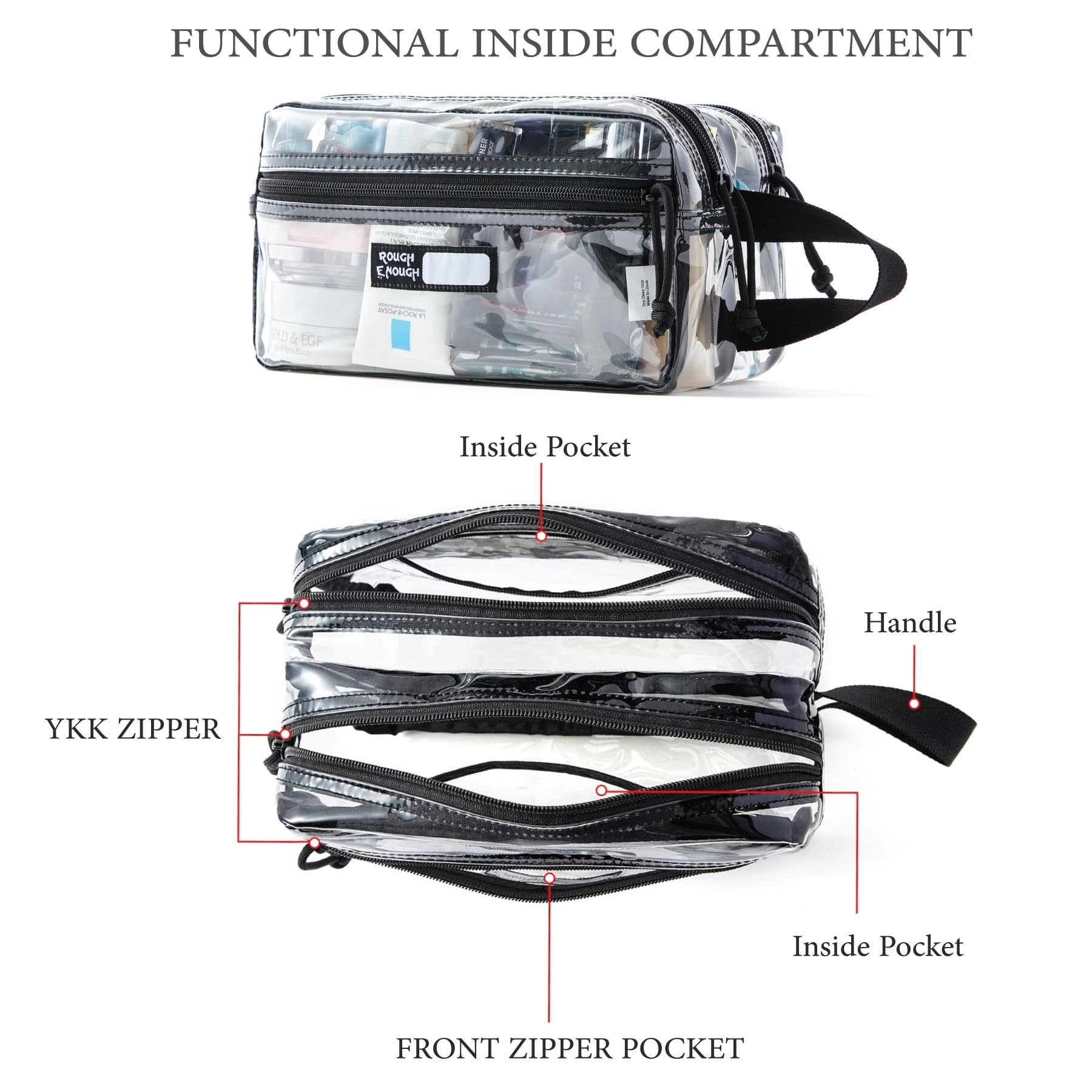 Clear Travel Toiletry Bag for Men & Women - Waterproof Shaving & Hygiene Dopp Kit with Multiple Pockets - Perfect for Airplane Carry-on, Gym Essentials & Weekend Getaways