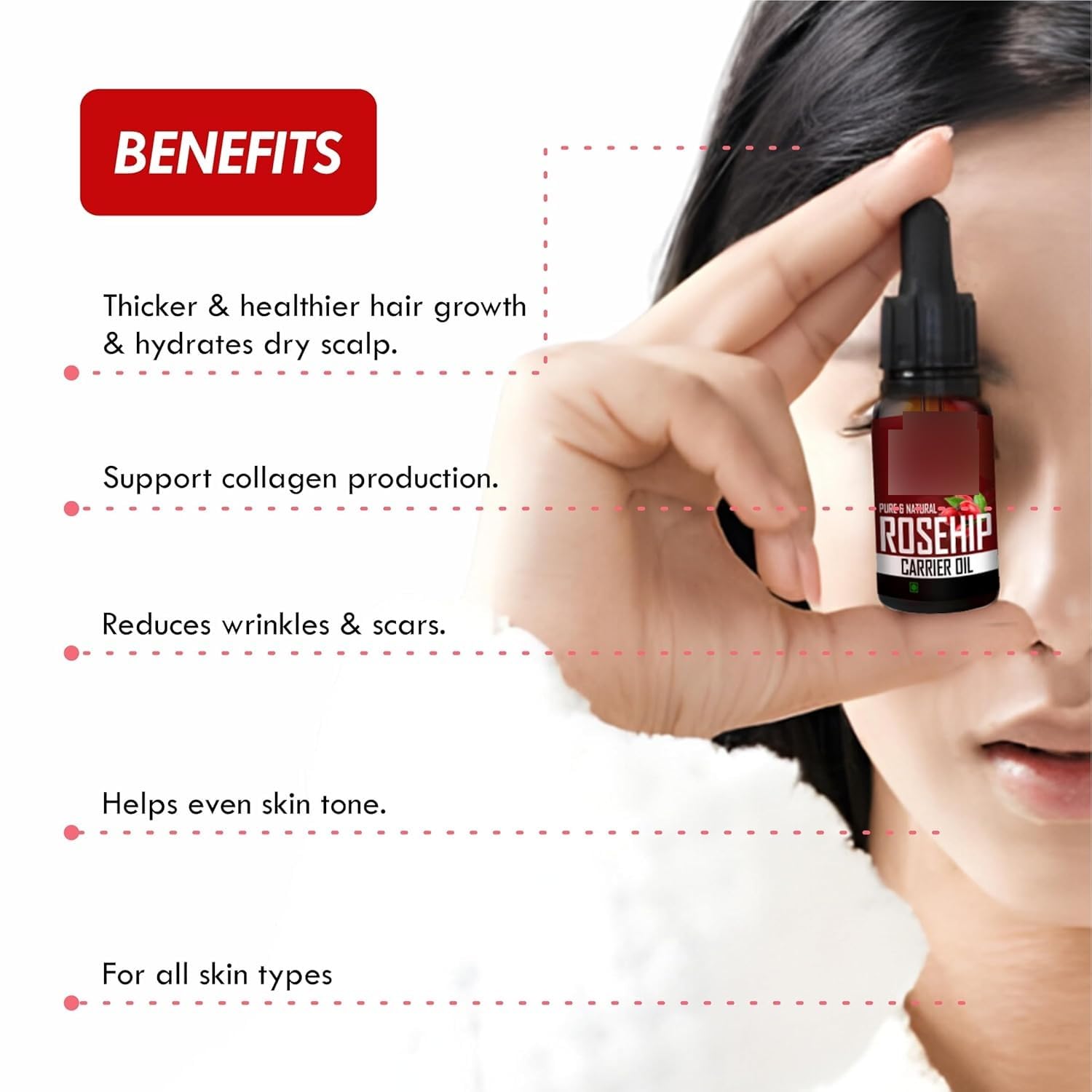 Organic Rosehip Oil for Face & Skin Care - Cold Pressed Rose Hip Oil for Men & Women - Hydrates Dry Skin, Reduces Wrinkles, Strengthens Nails & Hair - 15ml - Perfect for Night Routine, DIY Beauty & Natural Skincare