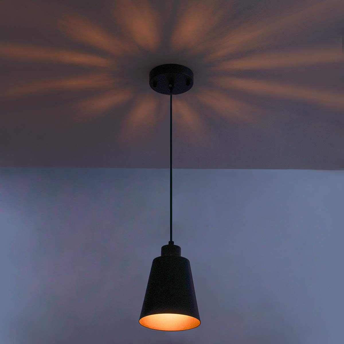 Modern Black Pendant Light with 5.94in Metal Shade - Adjustable Hanging Light Fixture for Kitchen Island, Dining Room, Bar | Perfect for Christmas Gifts & Home Decor