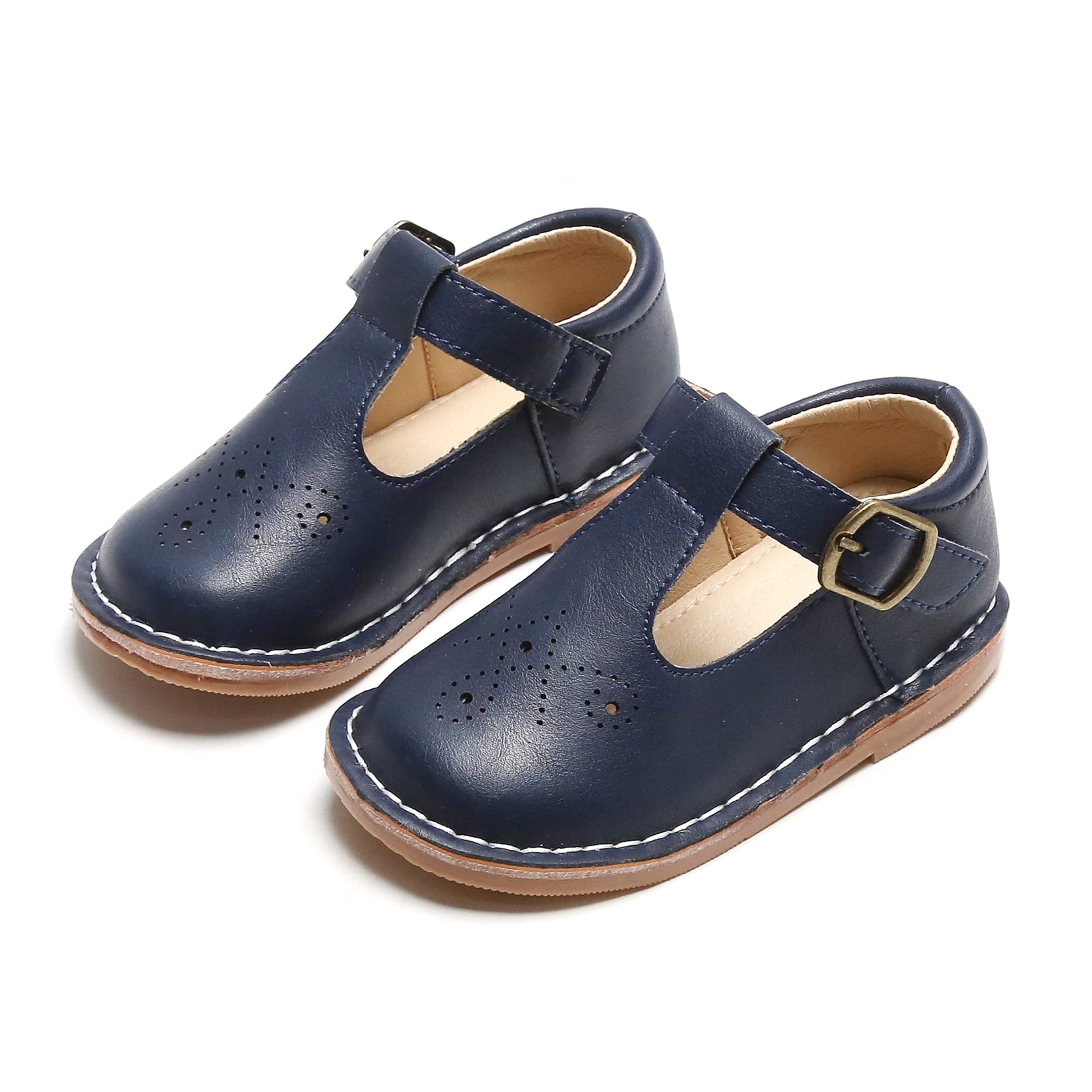 THEE BRON Toddler Girls Leather Oxford Loafers - School Uniform Dress Shoes for Girls - Perfect for Formal Events, School Uniforms & Special Occasions