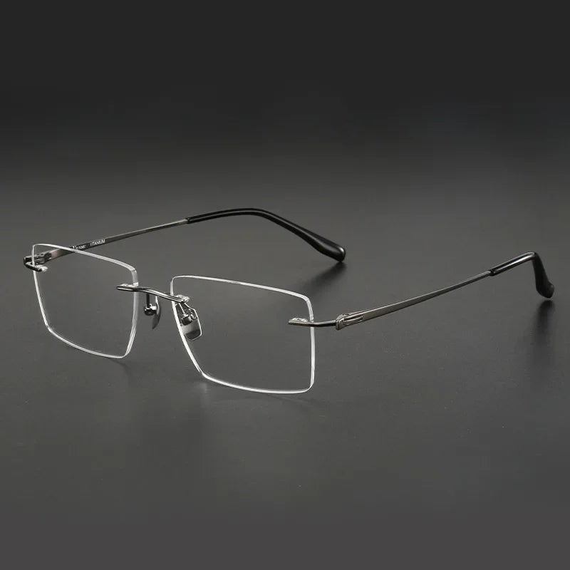 Aror Unisex Rimless Square Polygon Titanium Eyeglasses 10160 - Lightweight Durable Frame for Reading, Work & Fashion - Trendy Modern Glasses for Men & Women