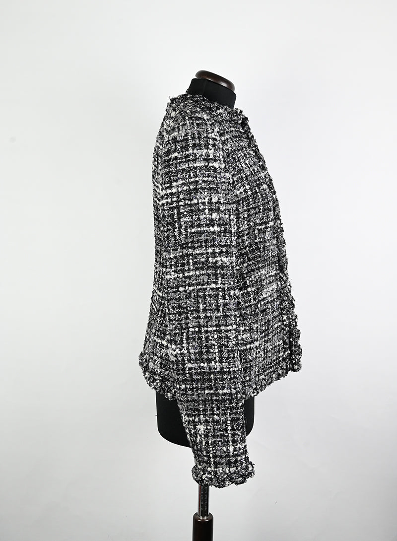 Valentino Black & White Bouclé Jacket - Size 42 | Luxury Women's Outerwear for Office & Evening Events