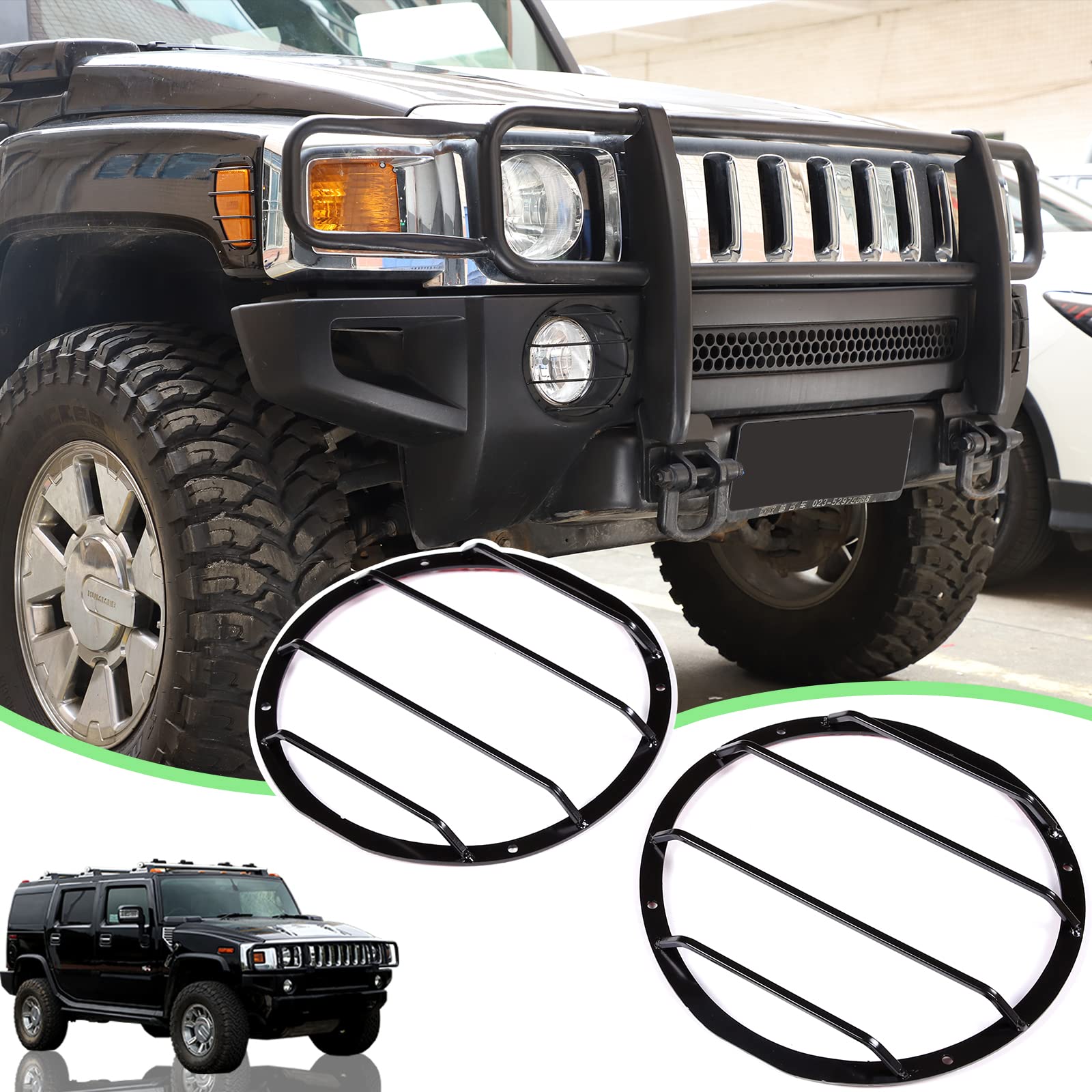 Hummer H3 2005-2009 Front Fog Light Cover - PIUGILH Lamp Frame Trim & Decorative Hood Guard Sticker | Durable Car Accessories for Off-Road Protection & Custom Style