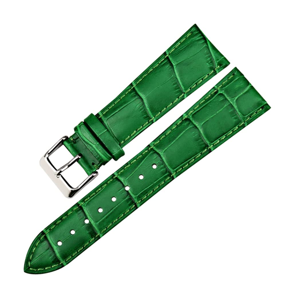 WYBFZTT-188 Genuine Leather Watch Band 12mm-22mm for Women - Pink & Green Strap Replacement for Apple Watch, Fitbit & Smartwatches | Fashion Accessory for Work, Gym & Daily Wear