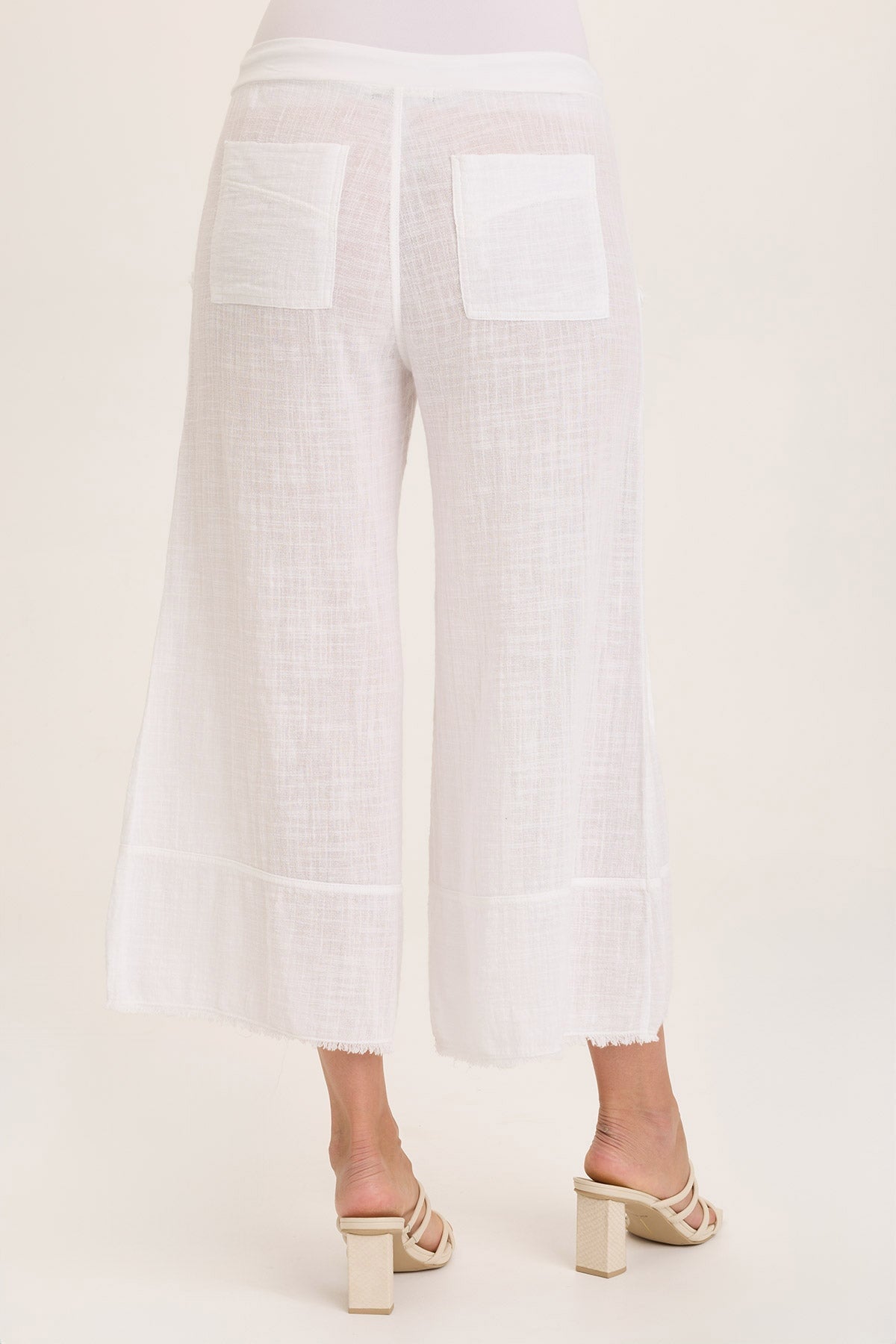 Ace Gauze Wide Leg Crop Pants - Breathable Linen Blend High Waist Casual Trousers for Women | Perfect for Summer, Beach, and Boho Style Outfits