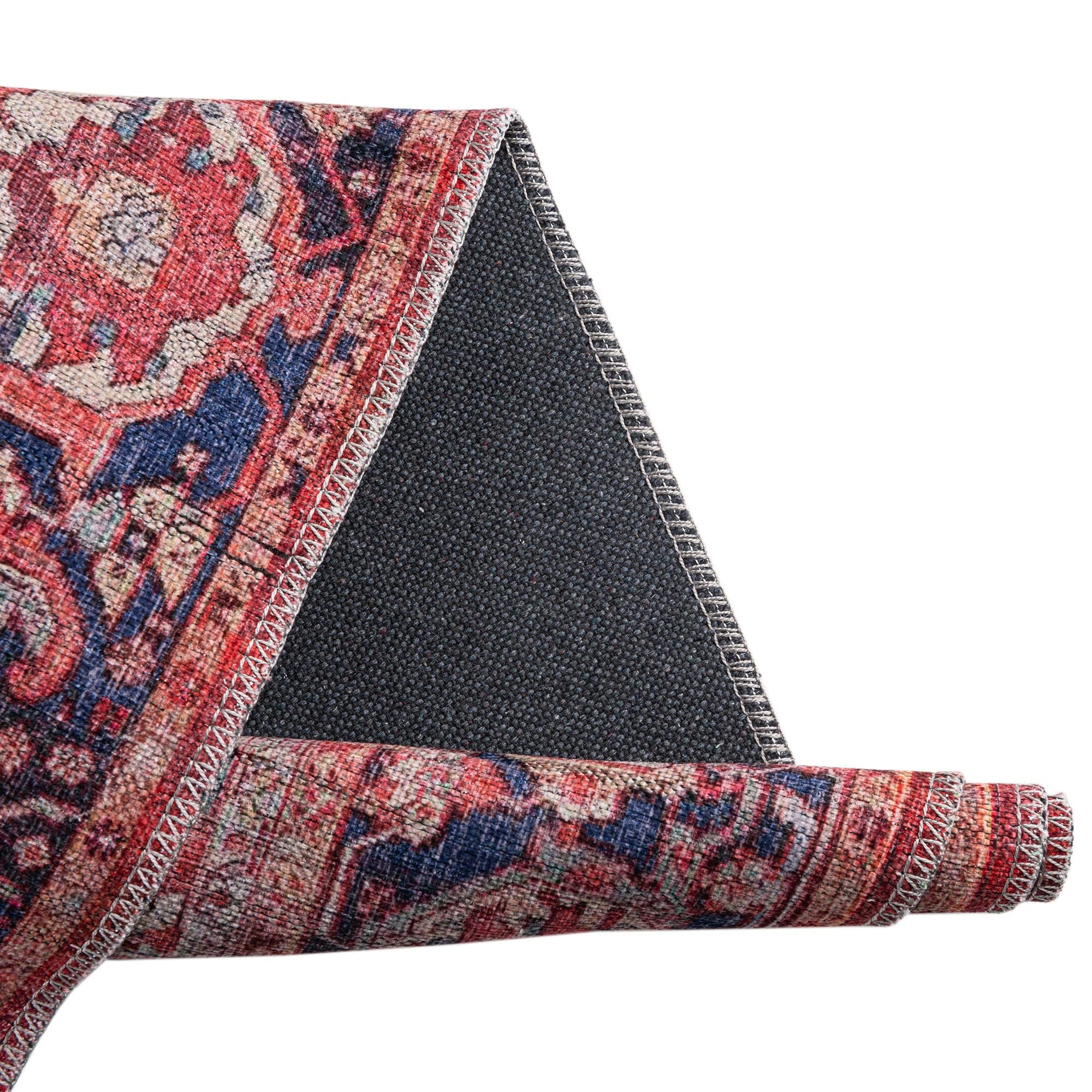 Washable Low-Pile Area Rug 8x10 Feet - Rust Red Modern Maahru Collection by Rugs.com | Perfect for Living Rooms, Dining Rooms & Open Floor Plans | Pet-Friendly & Easy-Clean Home Decor