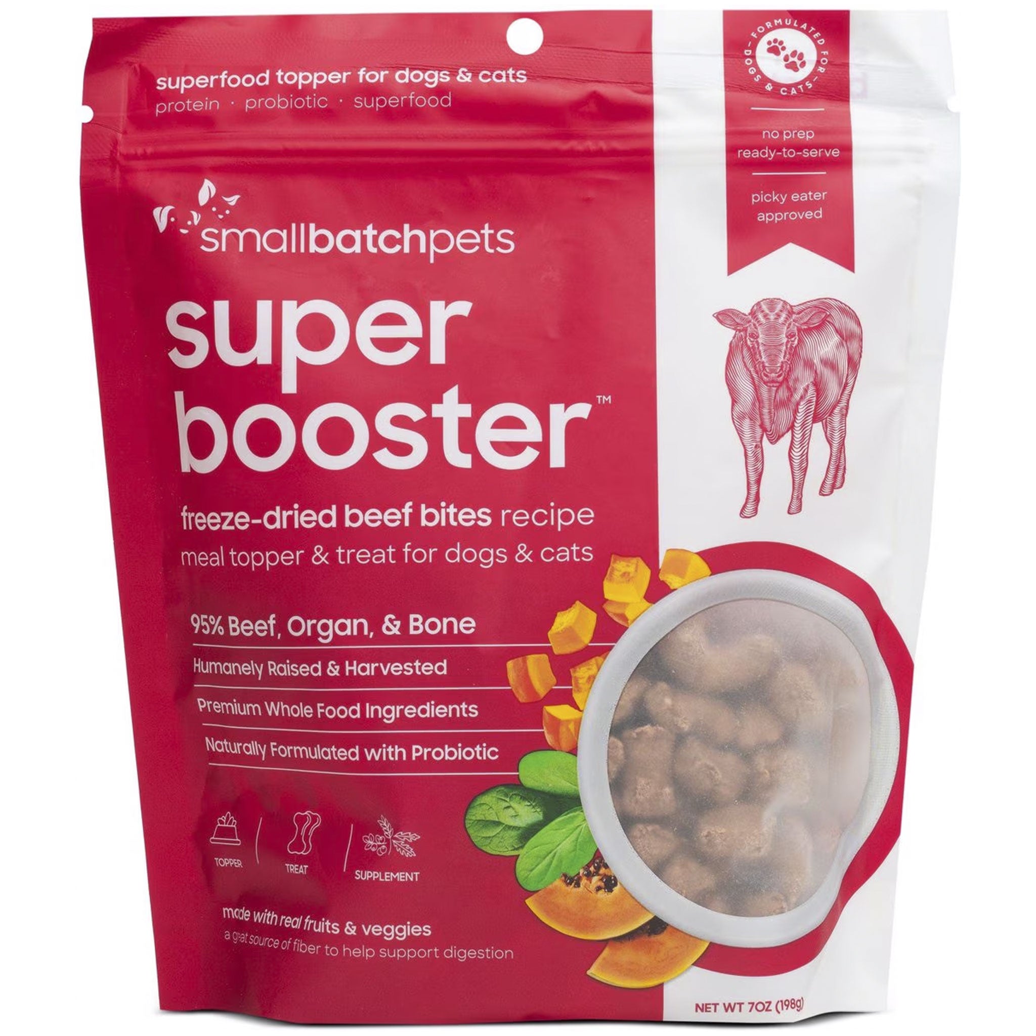 Small Batch Super Boosters Dog Treats - 7 oz Beef Flavor - High Protein Training Snacks for Dogs - Perfect for Training, Rewards & Chewing