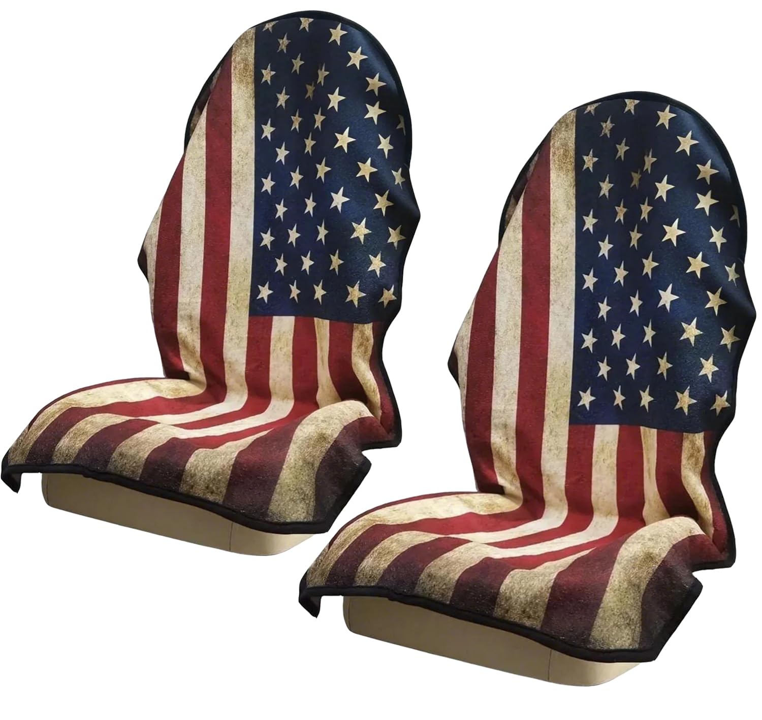 Universal Waterproof Car Seat Covers (2-Piece Set) - American Flag Design for Trucks, SUVs, Gym & Water Sports | Durable Protection for Pets, Athletes & Fitness Enthusiasts | Perfect for Outdoor Adventures, Daily Commutes & Workouts
