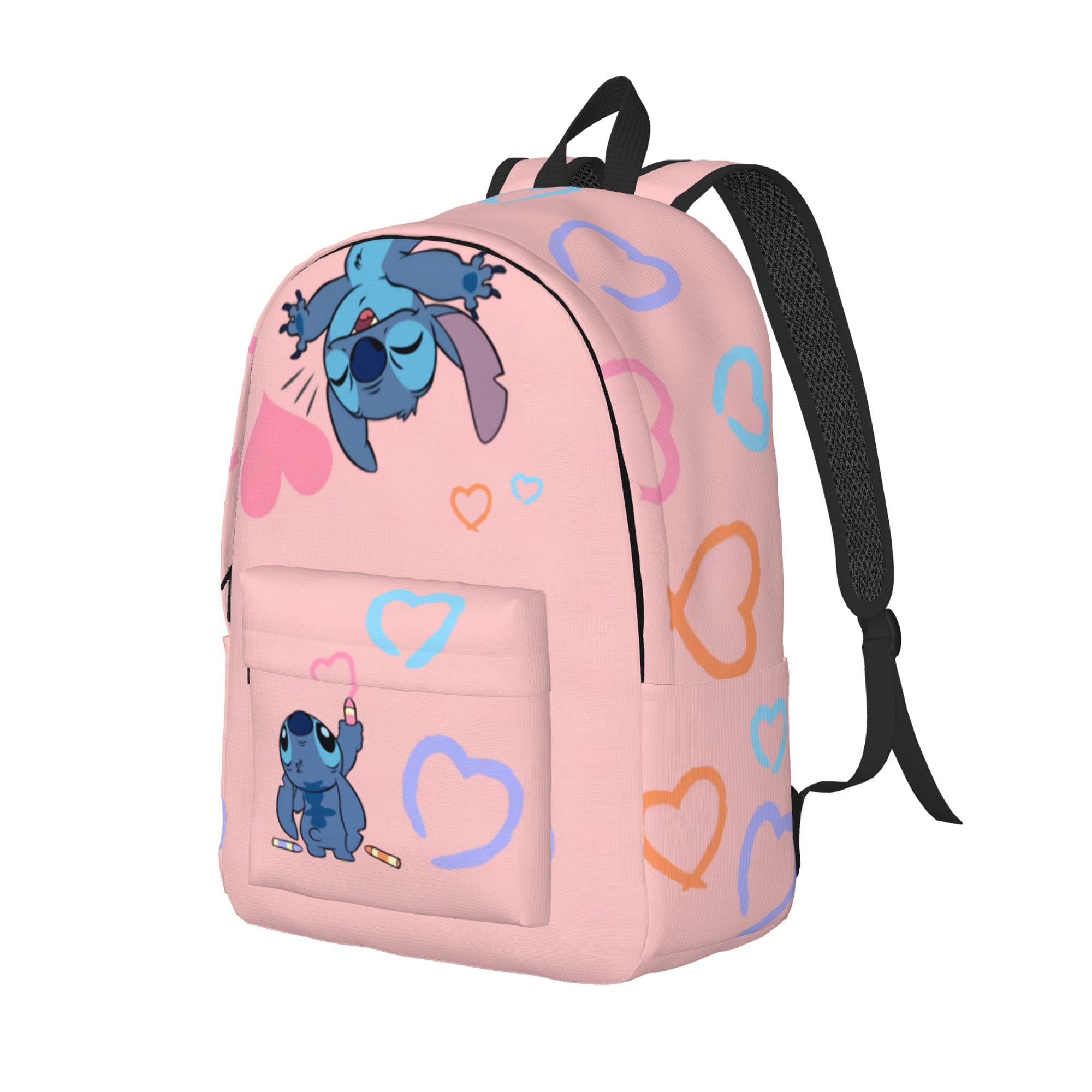 **Cute Pink Mini Anime Laptop Backpack - Durable Canvas Large Capacity Carry-On Bag for School, Travel & Daily Use (Pink, Small Size)**
