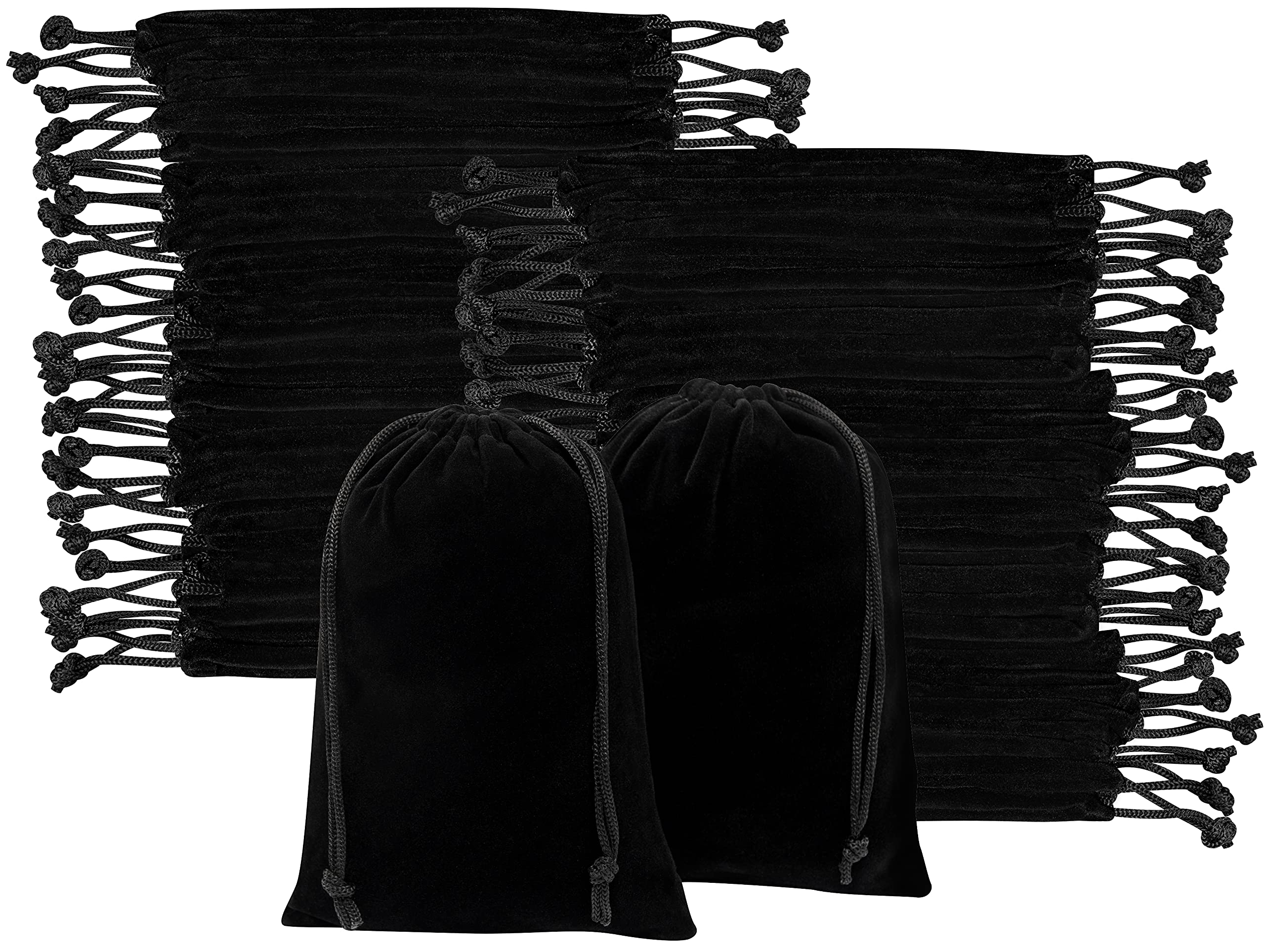 Premium Velvet Drawstring Gift Bags Bulk 50 Pack (5x7 Inches) - Elegant Black Jewelry Pouches for Wedding Favors, Party Gifts & Holiday Presents