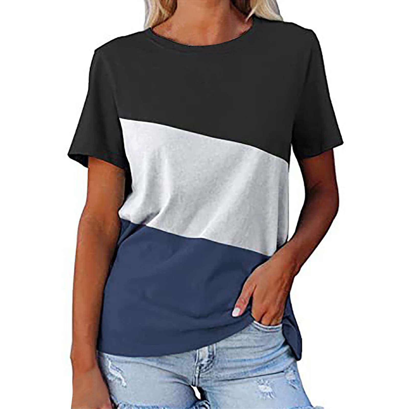 Trendy Women's Summer Tops - Short Sleeve Crew Neck Tees for Casual Wear