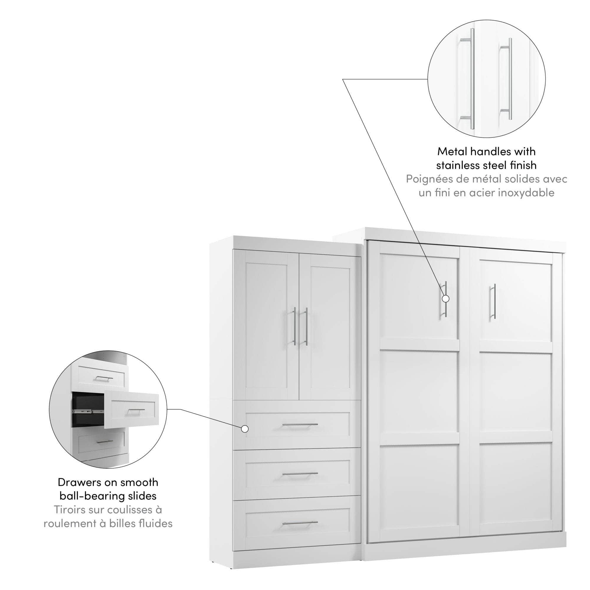 Pur Queen Murphy Wall Bed with Storage Drawers (101 Inch) - 4 Color Options | Space-Saving Wall Bed for Small Apartments, Guest Rooms & Home Offices