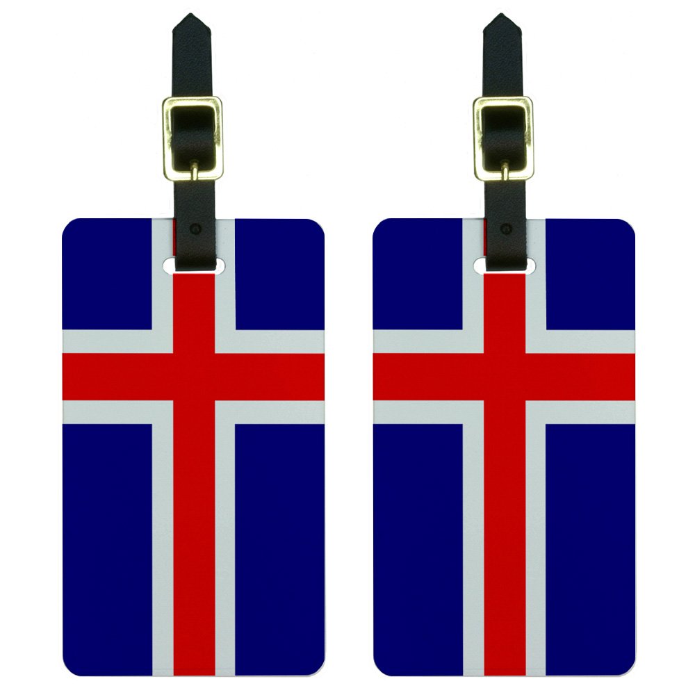 Iceland Flag Luggage Tags - Durable Suitcase ID Tags for Travel Bags & Carry-Ons - Perfect for Airports, Vacations & Easy Identification (White)