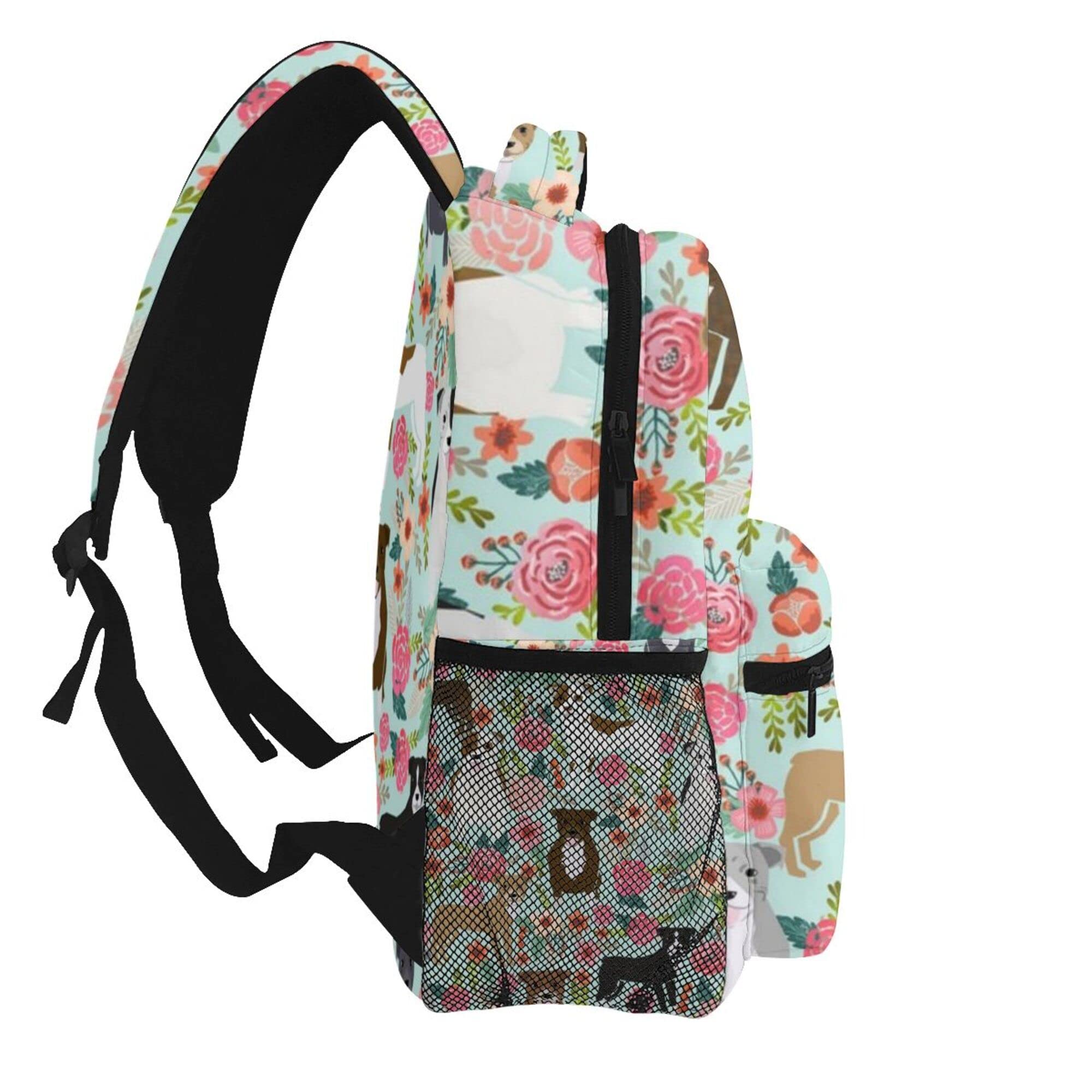Floral Pitbull Laptop Backpack for Women & Men - Durable Travel & College Daypack for Work & School