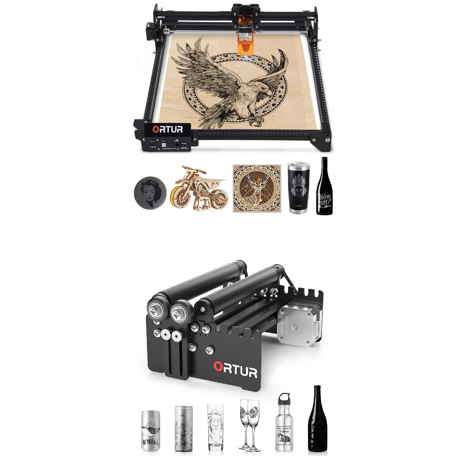 Ortur Laser Master 2 S2-LF 5500mW Laser Engraver & Cutter with Rotary Roller - Professional Class 4 Laser Machine for Wood, Metal, Leather & Acrylic - Perfect for DIY Crafts, Home Decor & Small Business Projects
