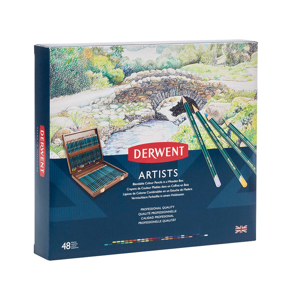 Derwent Artists Colored Pencils Set - 48 Premium Wooden Box for Professional Drawing & Sketching - Perfect for Artists, Illustrators & Adult Coloring Books