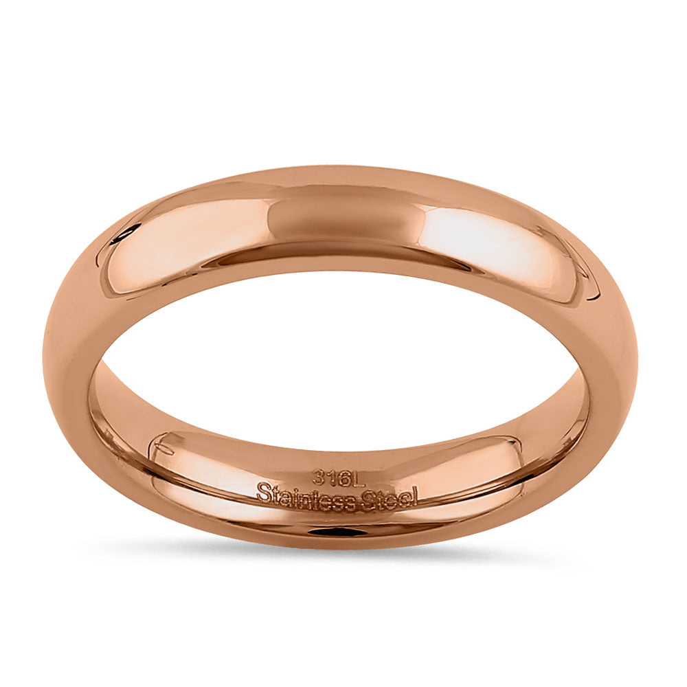 4mm Rose Gold High Polish Stainless Steel Band Ring for Women - Elegant & Durable Jewelry for Everyday Wear, Gift, Wedding, and Special Occasions