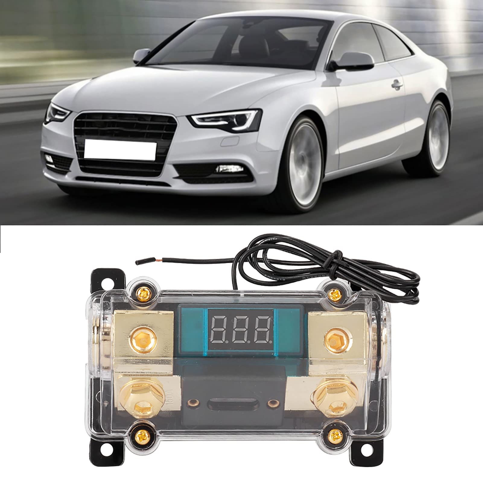 250A ANL Fuse Holder with Digital LED Display - 0/2/4 Gauge In/Out Car Audio Power Distribution Block for Stereo Systems - Perfect for Car Audio Upgrades, Bass Boosters & Amplifier Installations