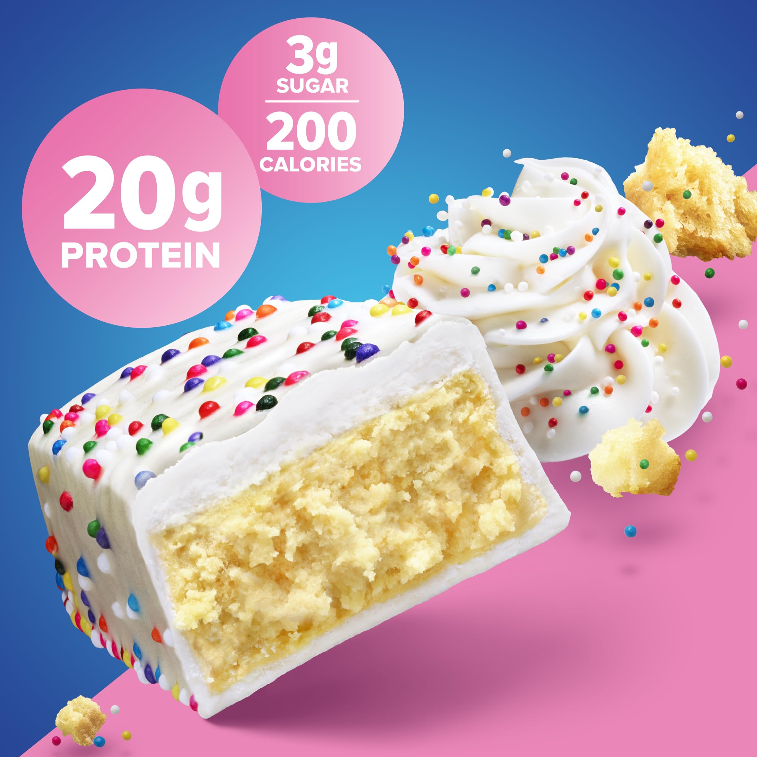 Pure Protein Bars - High Protein, Low Sugar, Gluten Free Snacks for Energy & Nutrition | Birthday Cake Flavor | 1.76oz (6-Pack) | Perfect for Gym, Hiking & Healthy On-the-Go Snacking