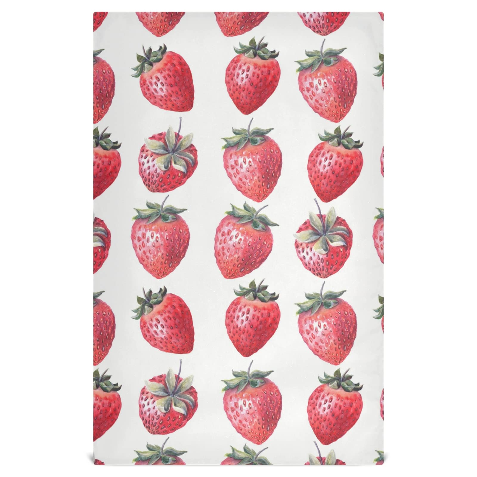 Reusable Strawberry Print Kitchen Towels 6-Pack - Super Absorbent Fast Drying Dish Cloths (28x18 Inch) for Home, Bar & Restaurant Use - Perfect as Tea Towels, Hand Towels & Cleaning Rags