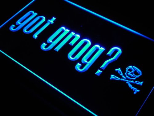 ADVPRO J645-B Pirates Got Grog Skull Bar Neon Light Sign - Vintage Pub Decor for Home, Man Cave, Tavern & Halloween Party Lighting
