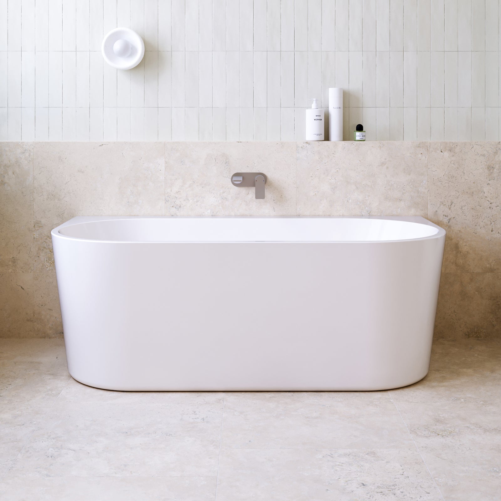 Caroma Urbane II Freestanding Back to Wall Bathtub - Modern Luxury Soaking Tub for Spa-Like Relaxation in Your Bathroom